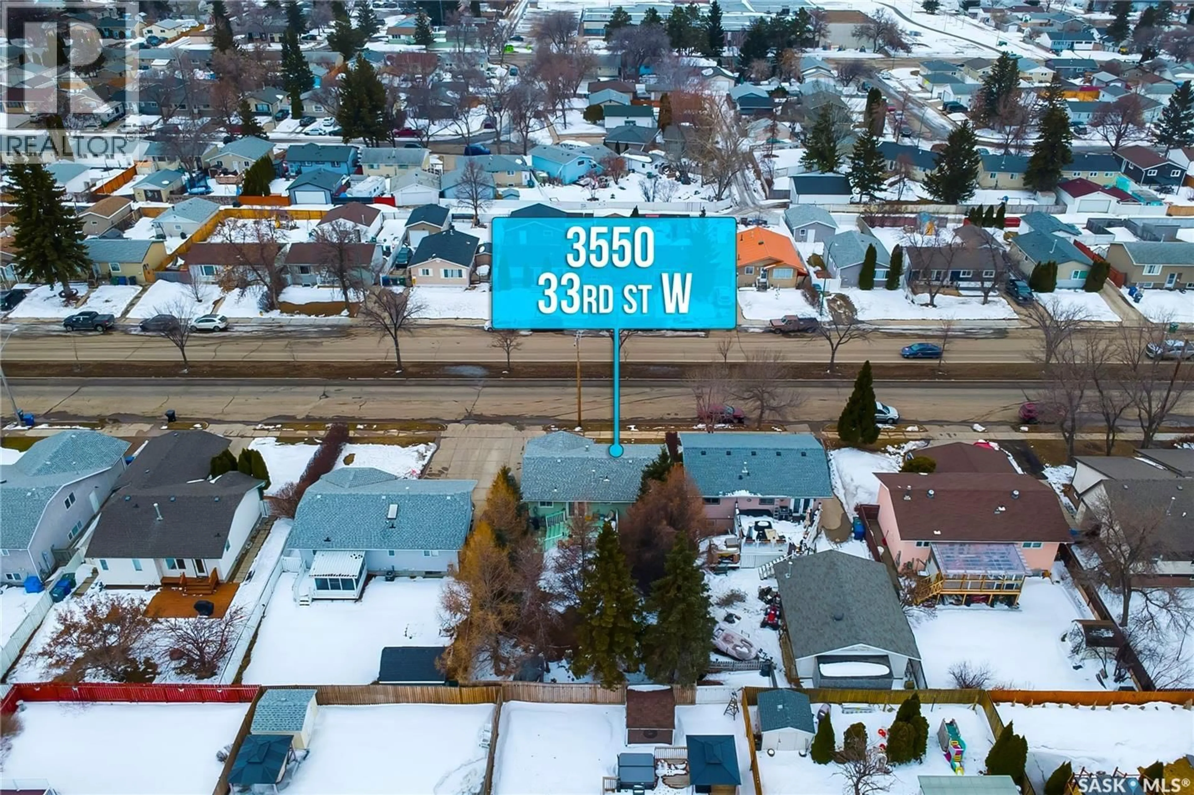 A pic from outside/outdoor area/front of a property/back of a property/a pic from drone, street for 3550 33RD STREET, Saskatoon Saskatchewan S7L6E1