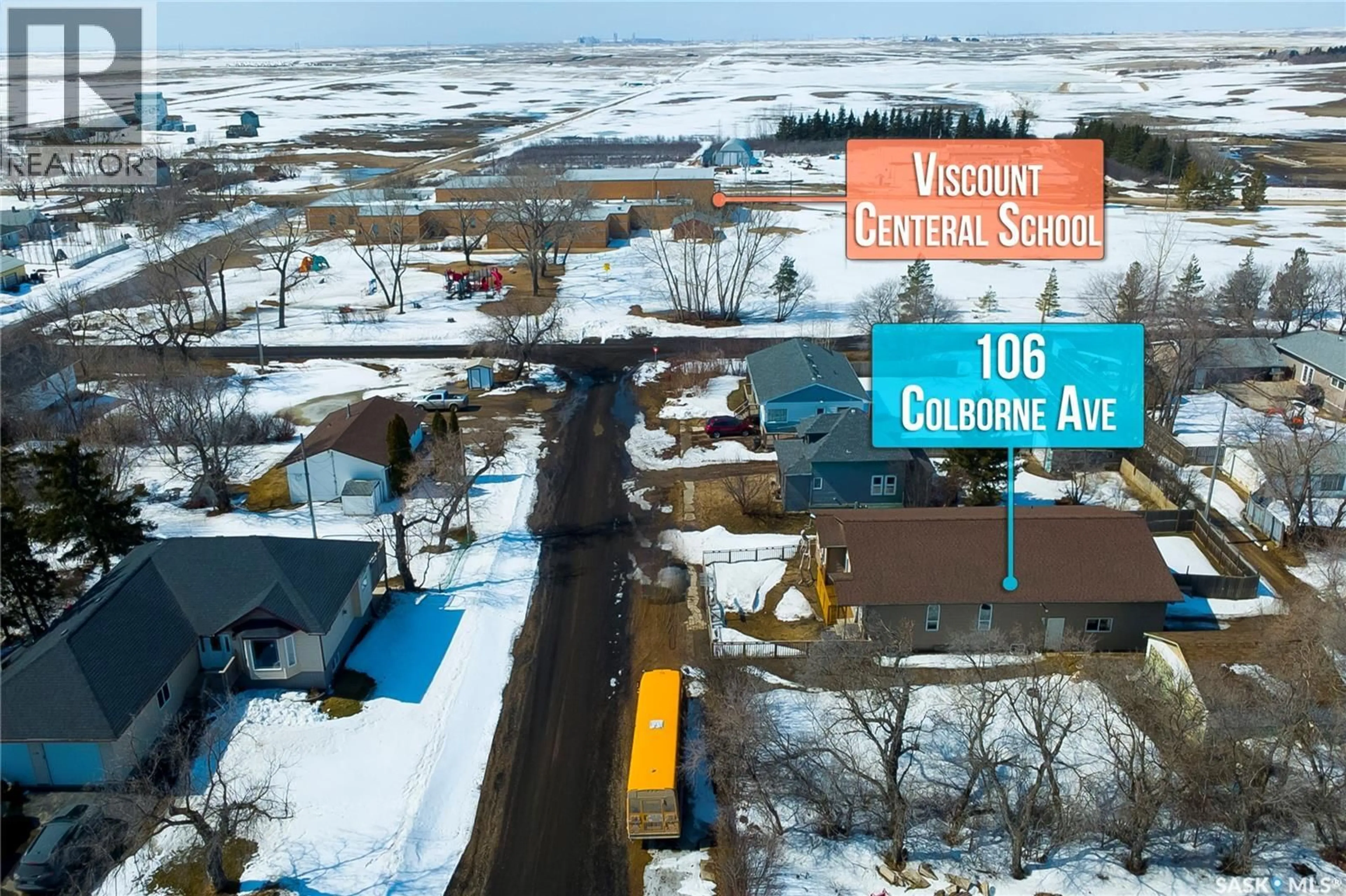 A pic from outside/outdoor area/front of a property/back of a property/a pic from drone, street for 106 COLBORNE AVENUE, Viscount Saskatchewan S0K4M0