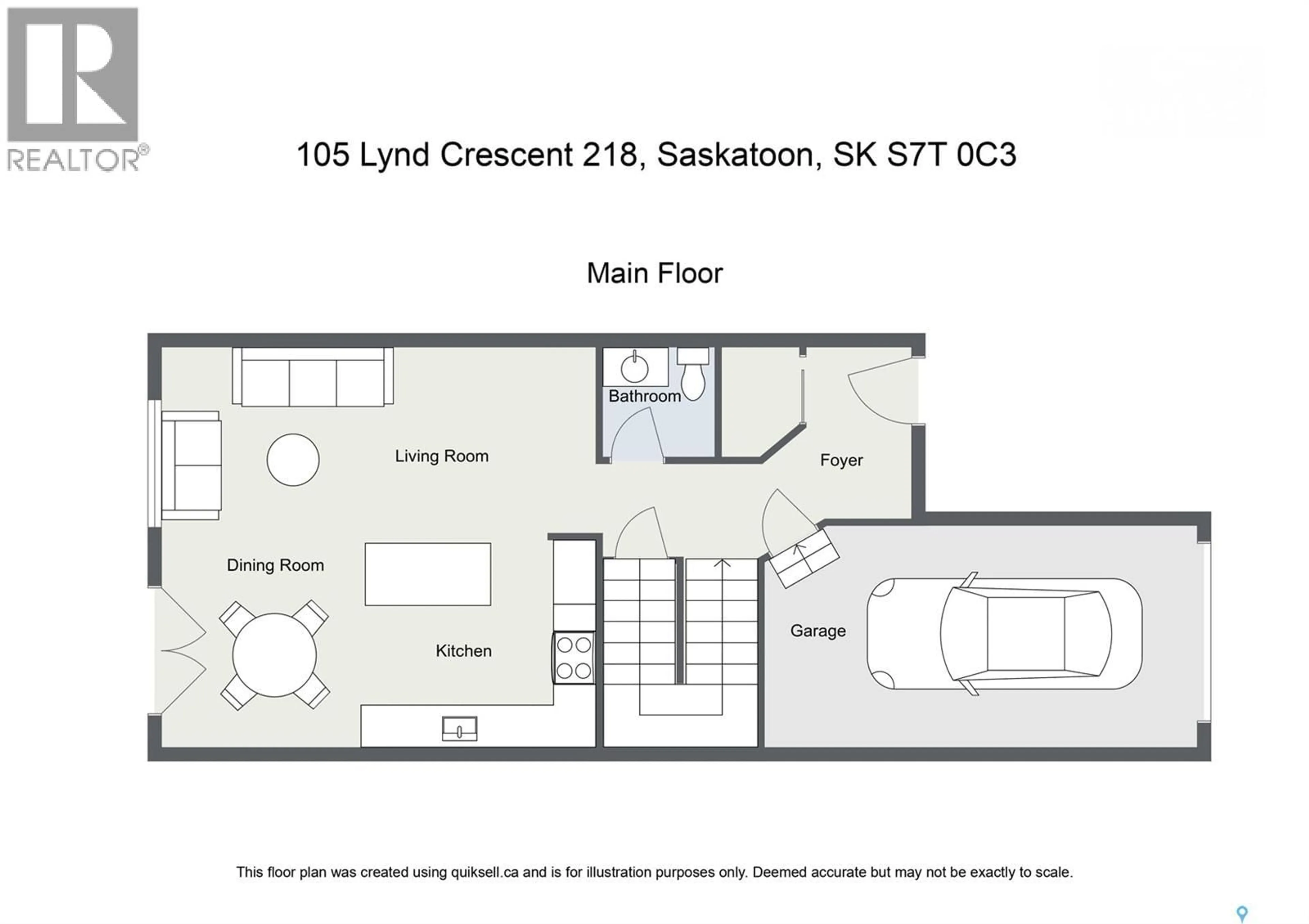 Floor plan for 105 - 218 LYND CRESCENT, Saskatoon Saskatchewan S7T0C3