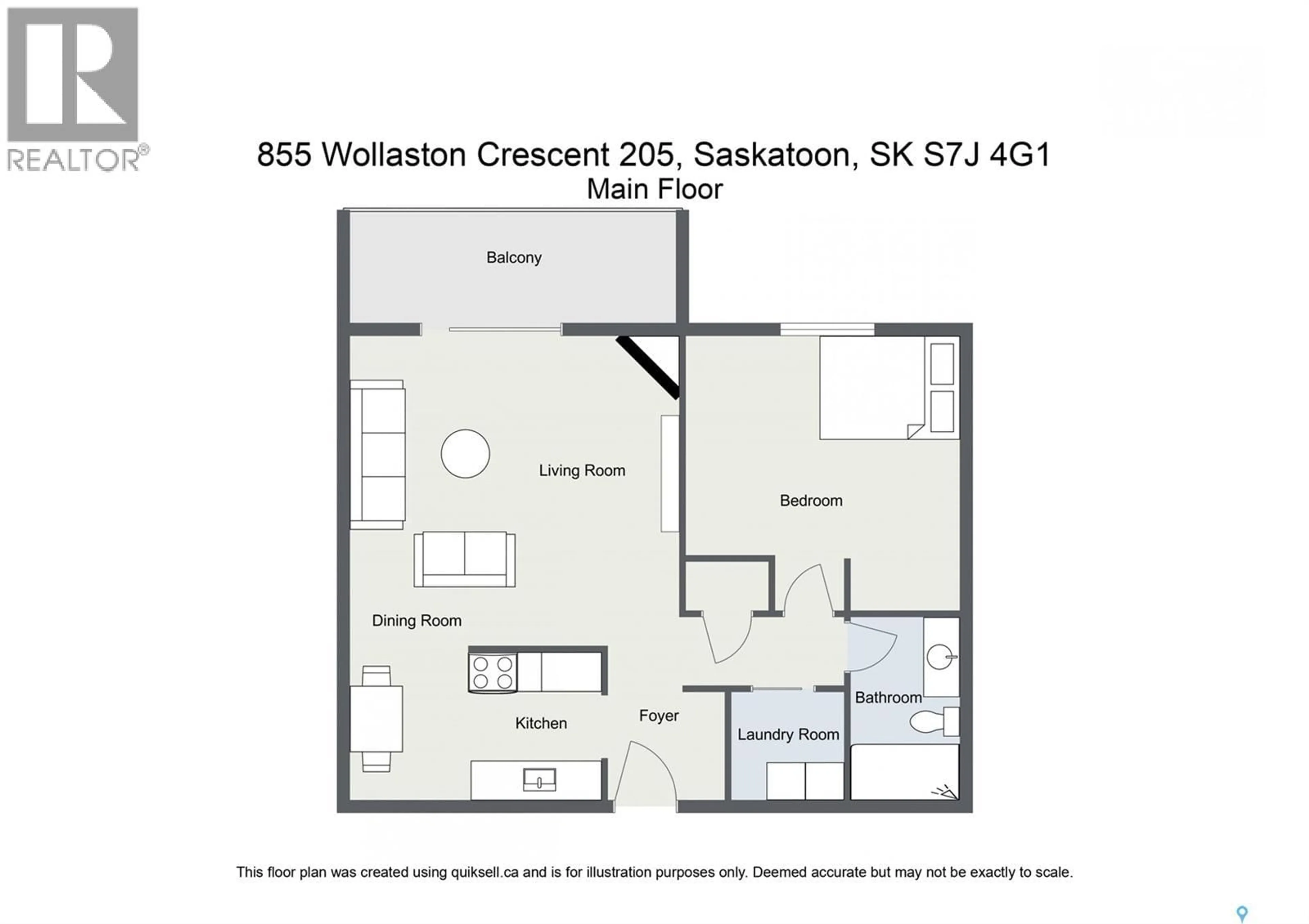 Floor plan for 855 - 205 WOLLASTON CRESCENT, Saskatoon Saskatchewan S7J4G1