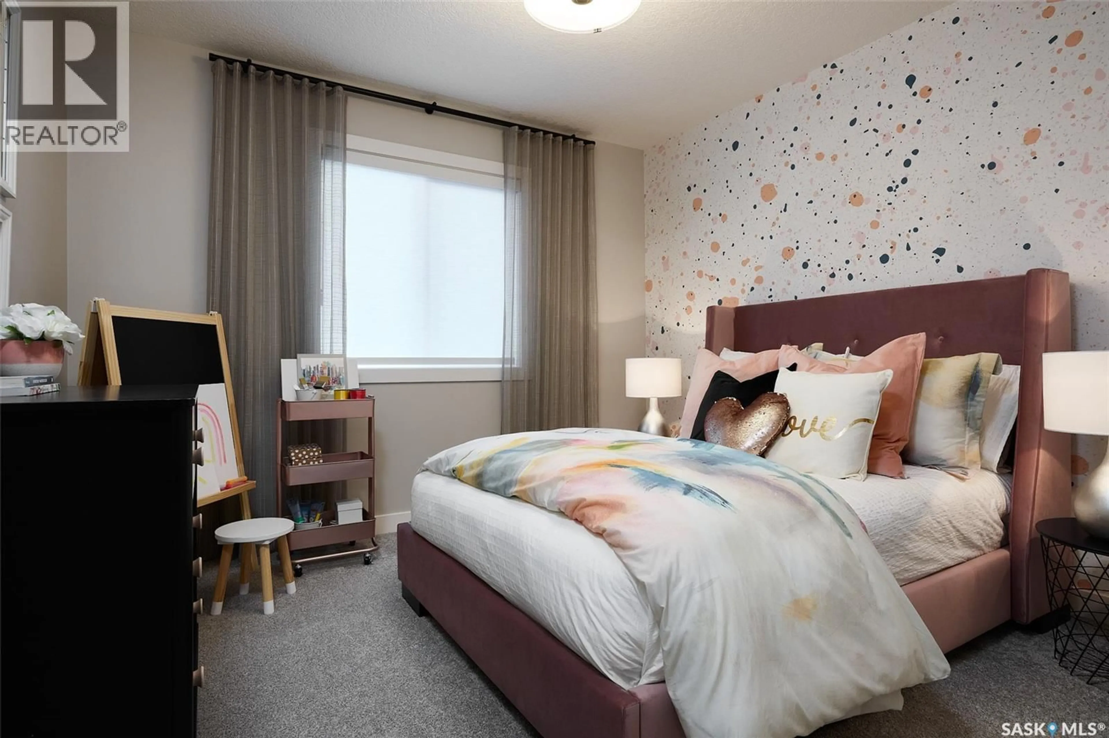 Bedroom with bed, carpet floor for 1122 CAMDEN GARDENS, White City Saskatchewan S4L0G3