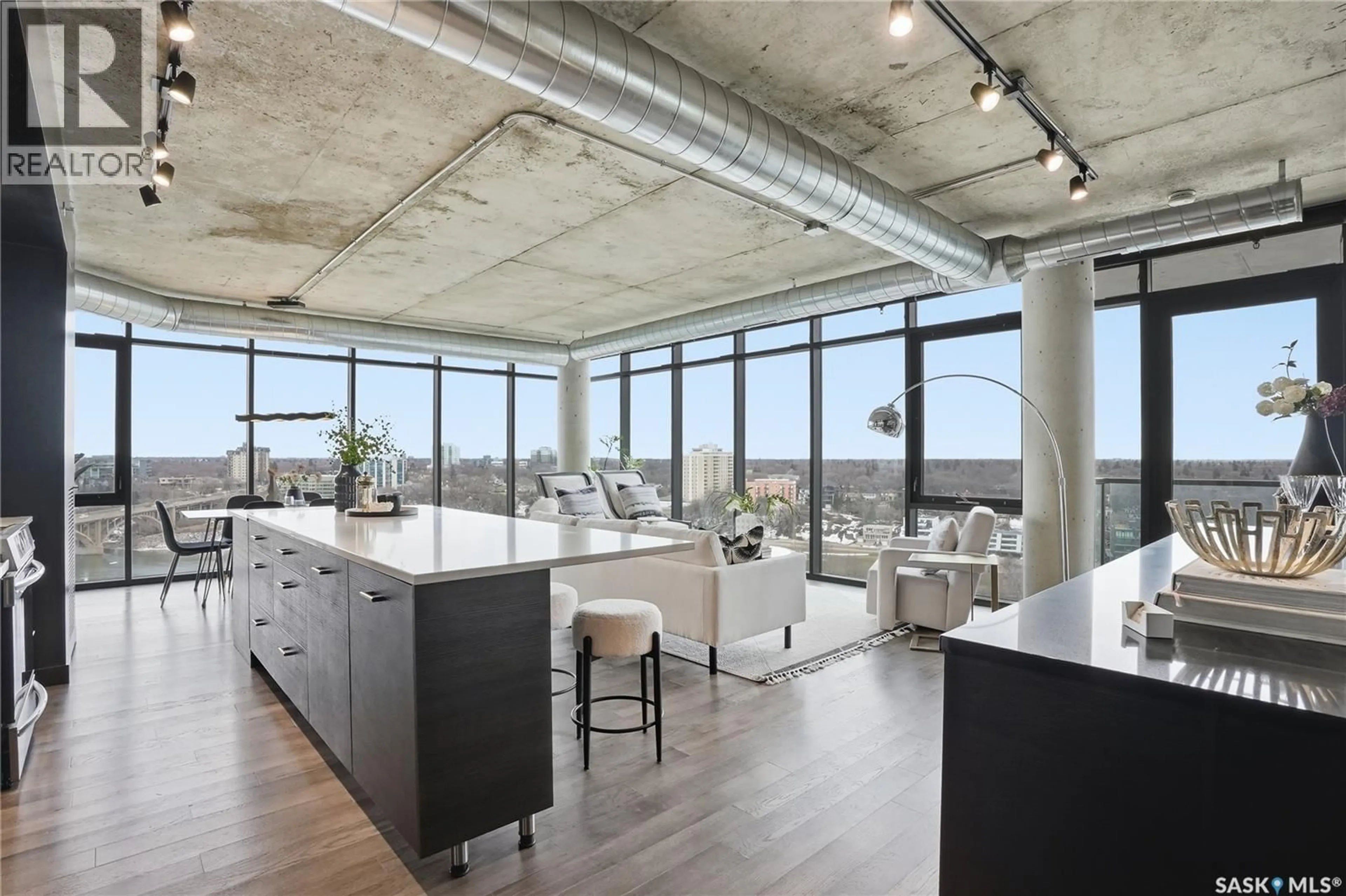 Open concept kitchen, cement floor for 490 - 1505 2ND AVENUE, Saskatoon Saskatchewan S7K4H5