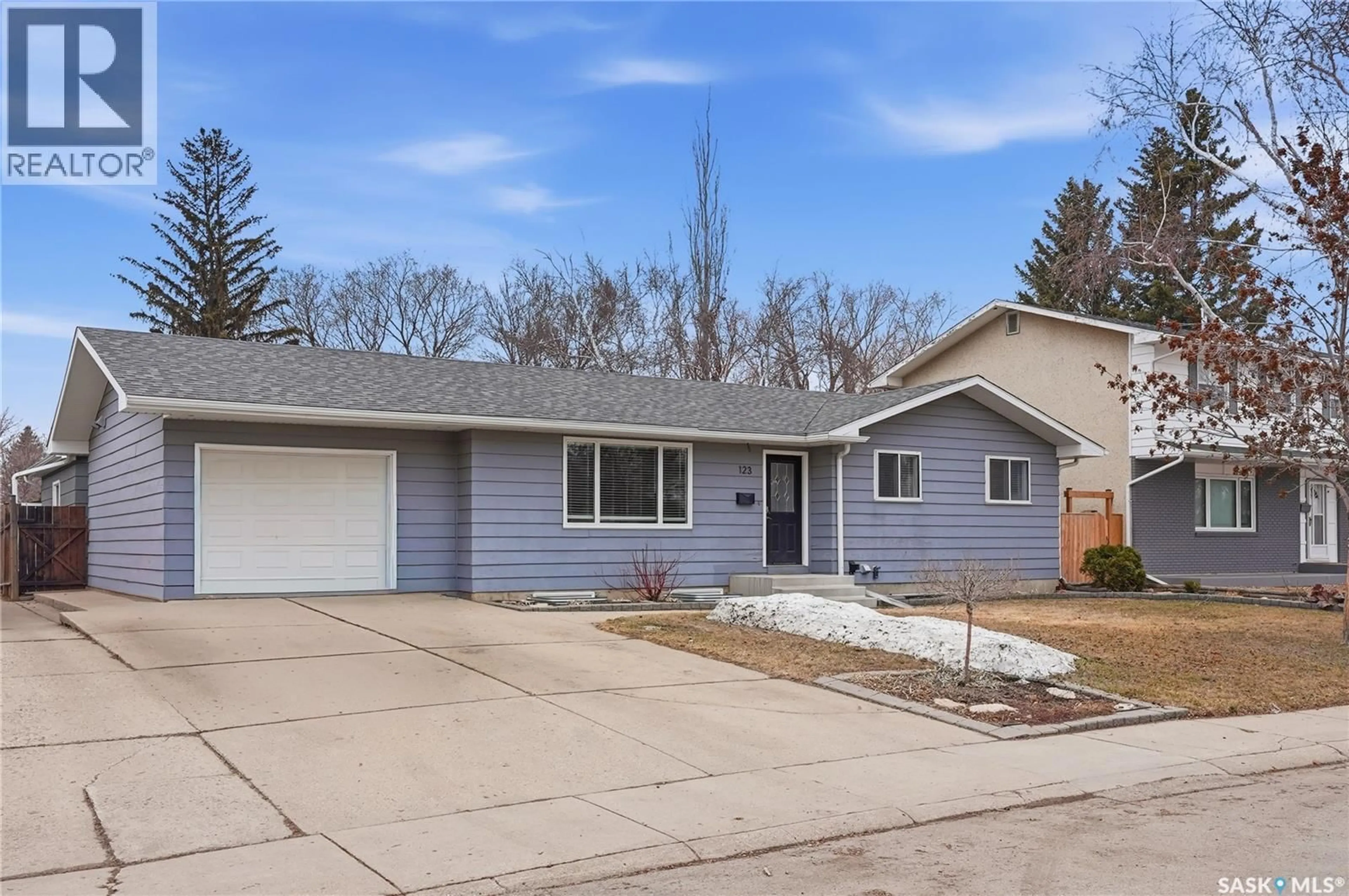 Home with vinyl exterior material, street for 123 DEBORAH CRESCENT, Saskatoon Saskatchewan S7J2W9