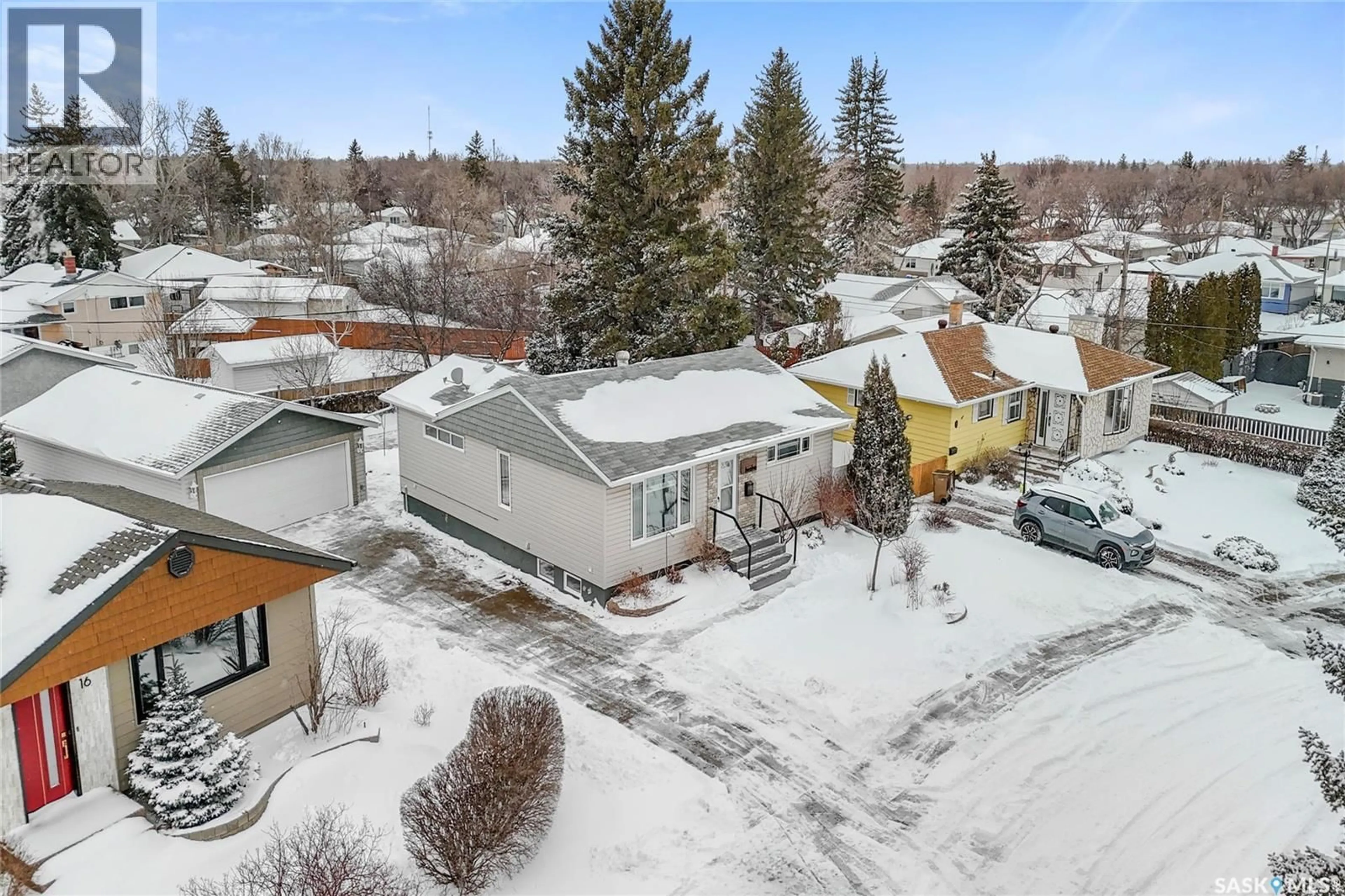 A pic from outside/outdoor area/front of a property/back of a property/a pic from drone, street for 12 SECORD PLACE, Regina Saskatchewan S4R3T4