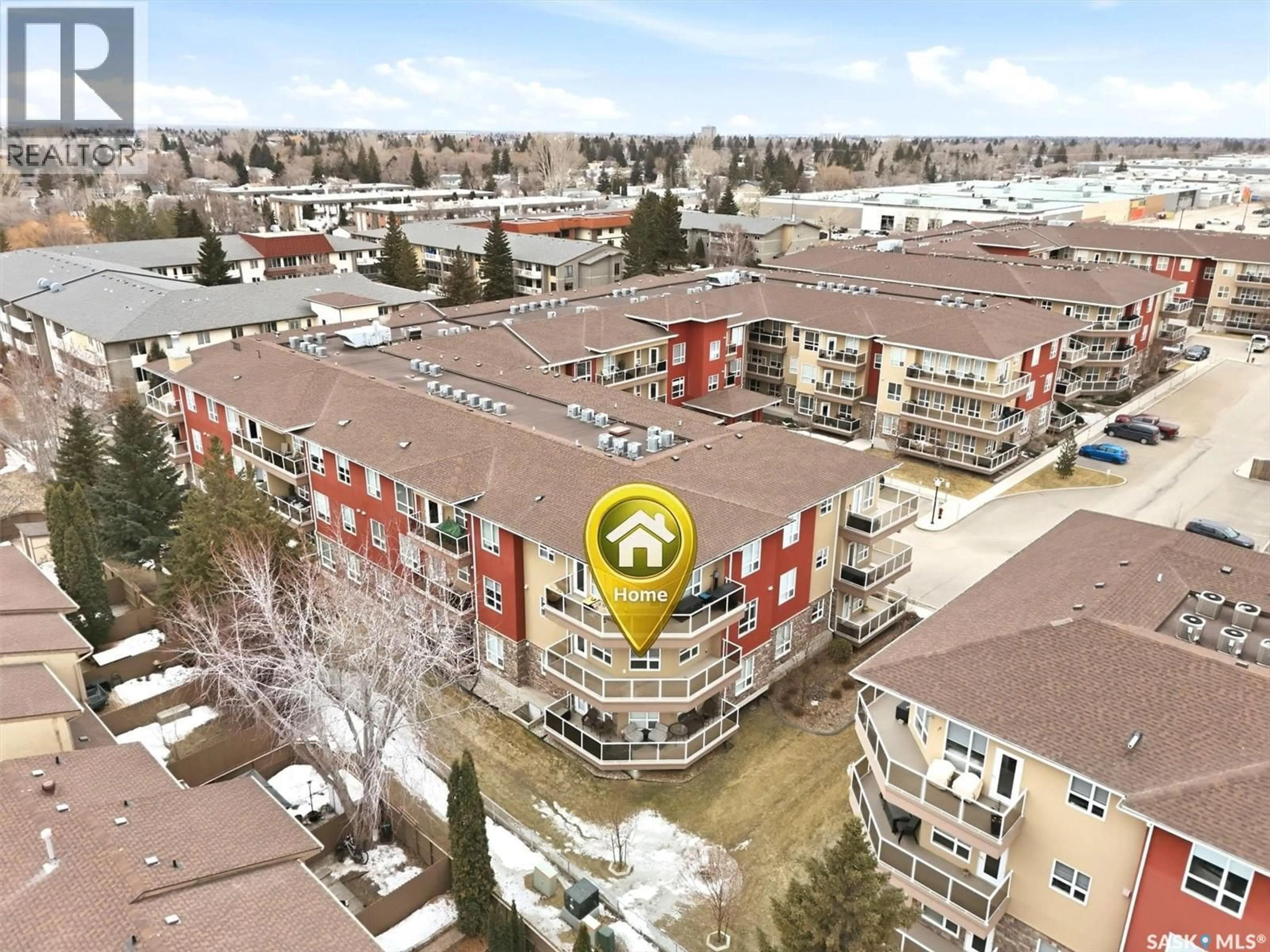 A pic from outside/outdoor area/front of a property/back of a property/a pic from drone, city buildings view from balcony for 206 - 1025 MOSS AVENUE, Saskatoon Saskatchewan S7H4C7