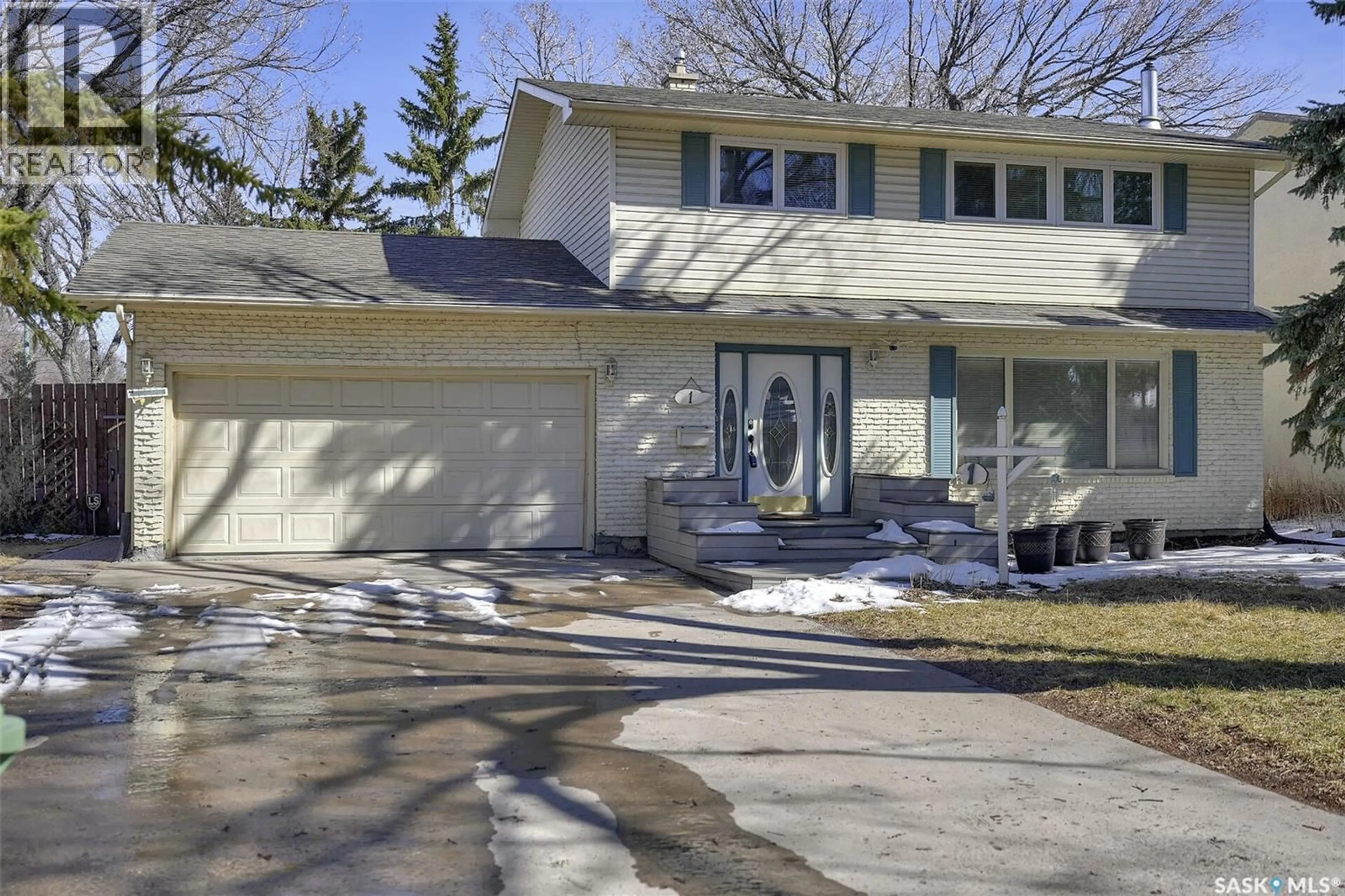 Home with vinyl exterior material, street for 1 CULLITON CRESCENT, Regina Saskatchewan S4S4J5