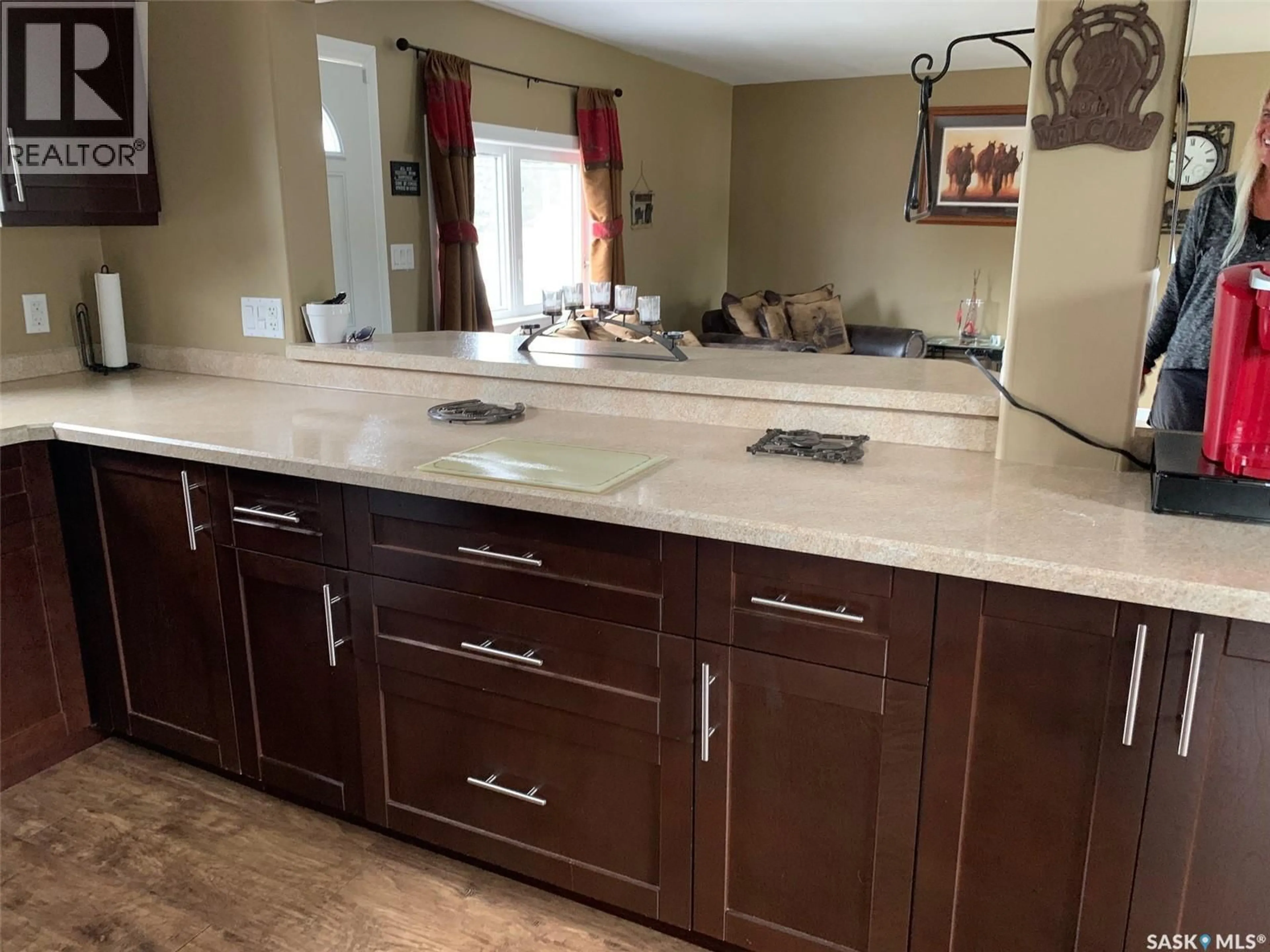 Open concept kitchen, ceramic/tile floor for 292 29TH STREET, Battleford Saskatchewan S0M0E0