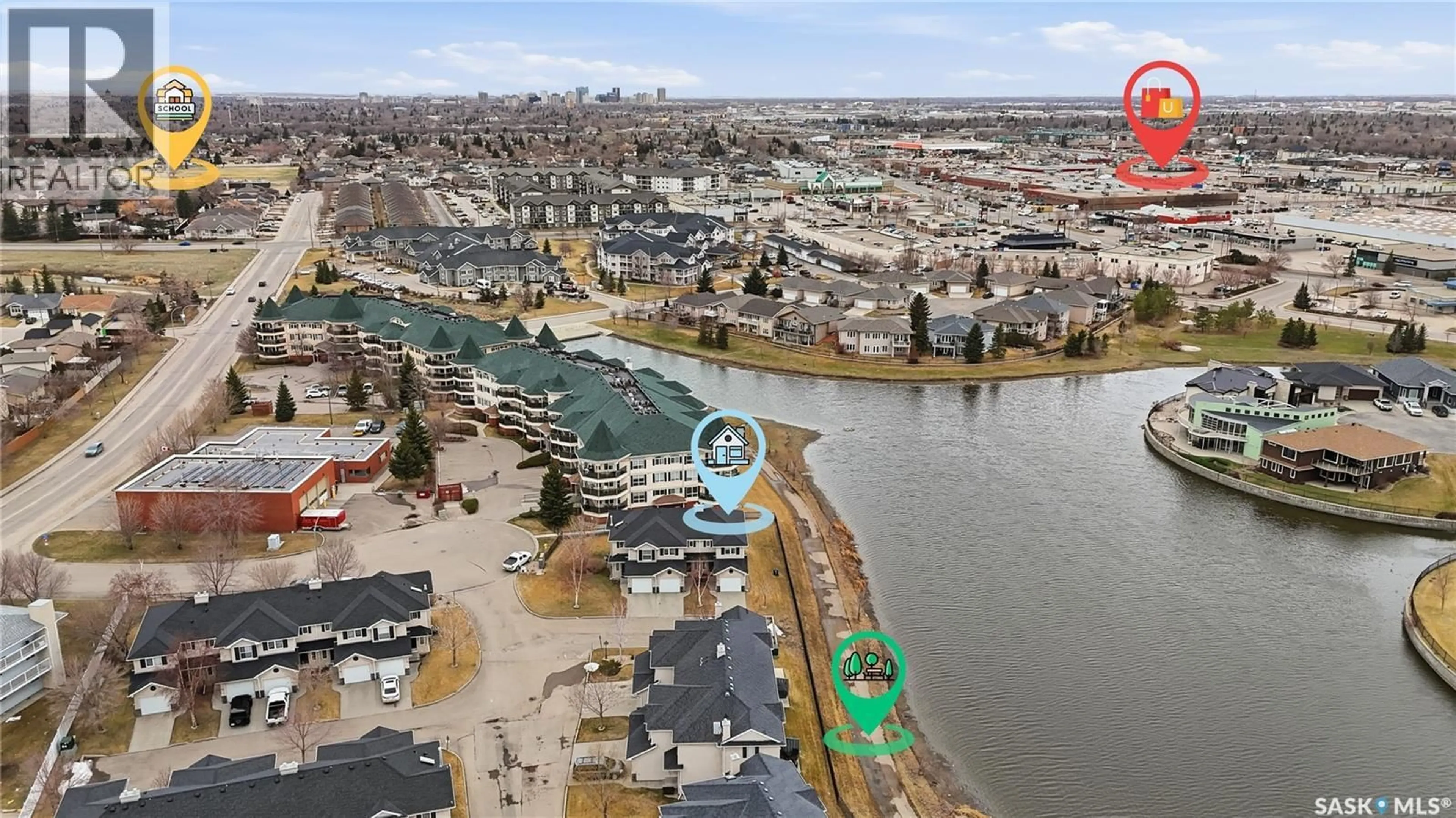A pic from outside/outdoor area/front of a property/back of a property/a pic from drone, water/lake/river/ocean view for 3 2400 TELL PLACE, Regina Saskatchewan S4V3E3
