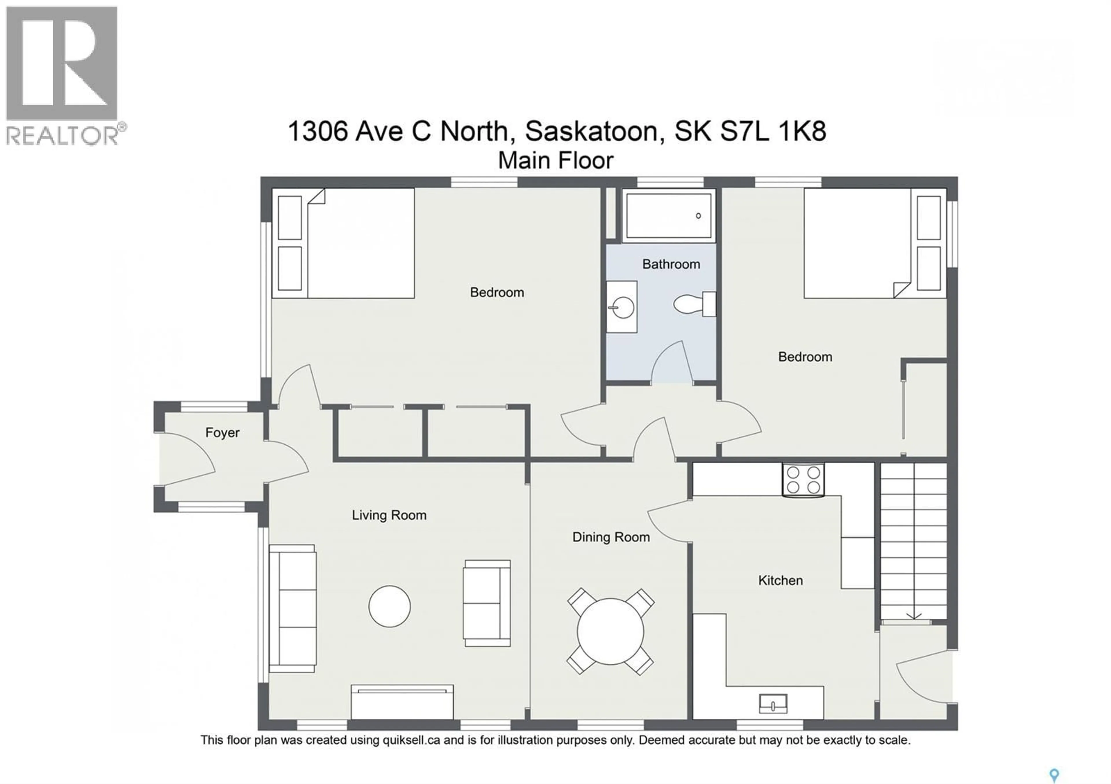 Floor plan for 1306 C AVENUE, Saskatoon Saskatchewan S7L1K8
