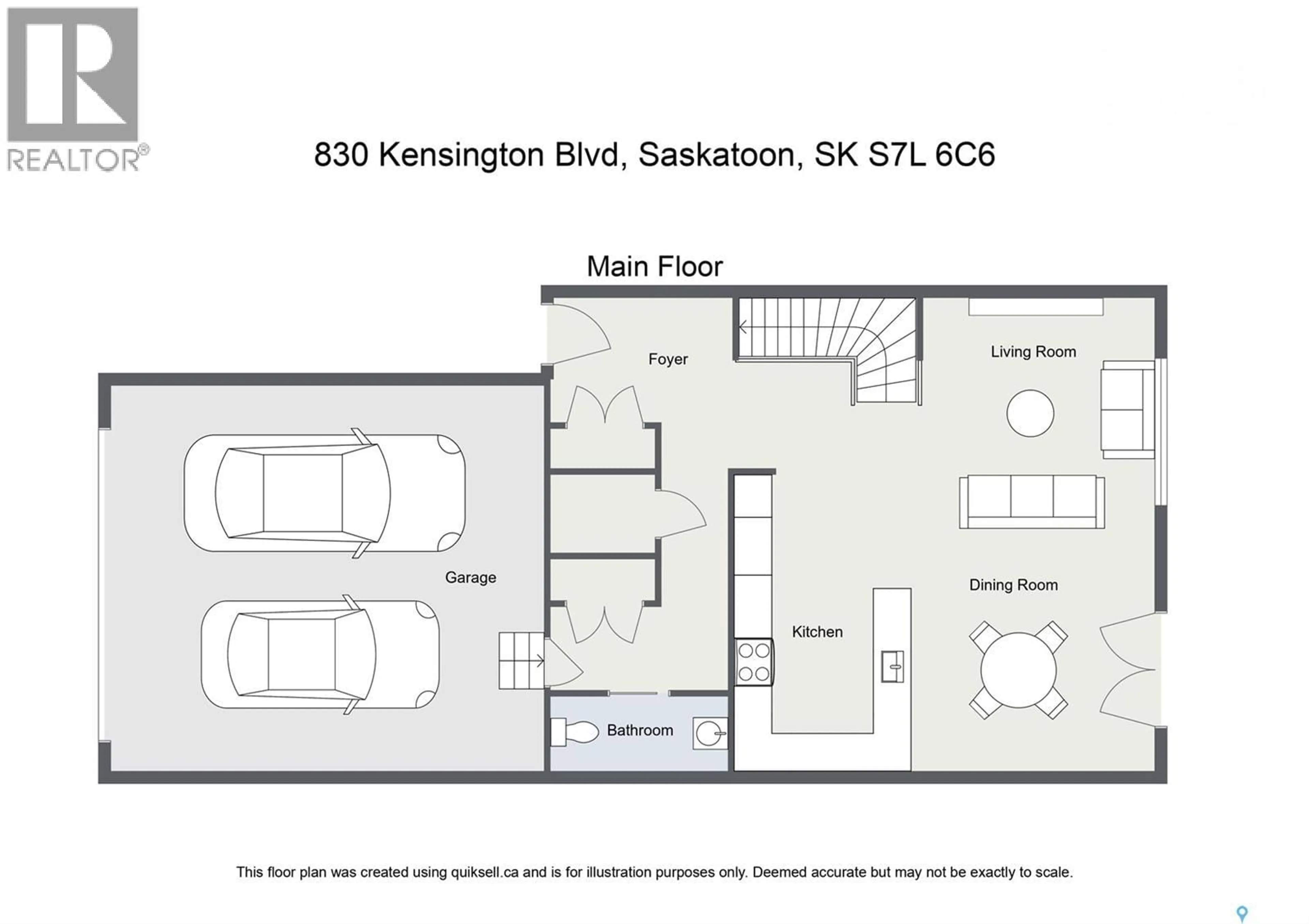 Floor plan for 830 KENSINGTON BOULEVARD, Saskatoon Saskatchewan S7L6N5