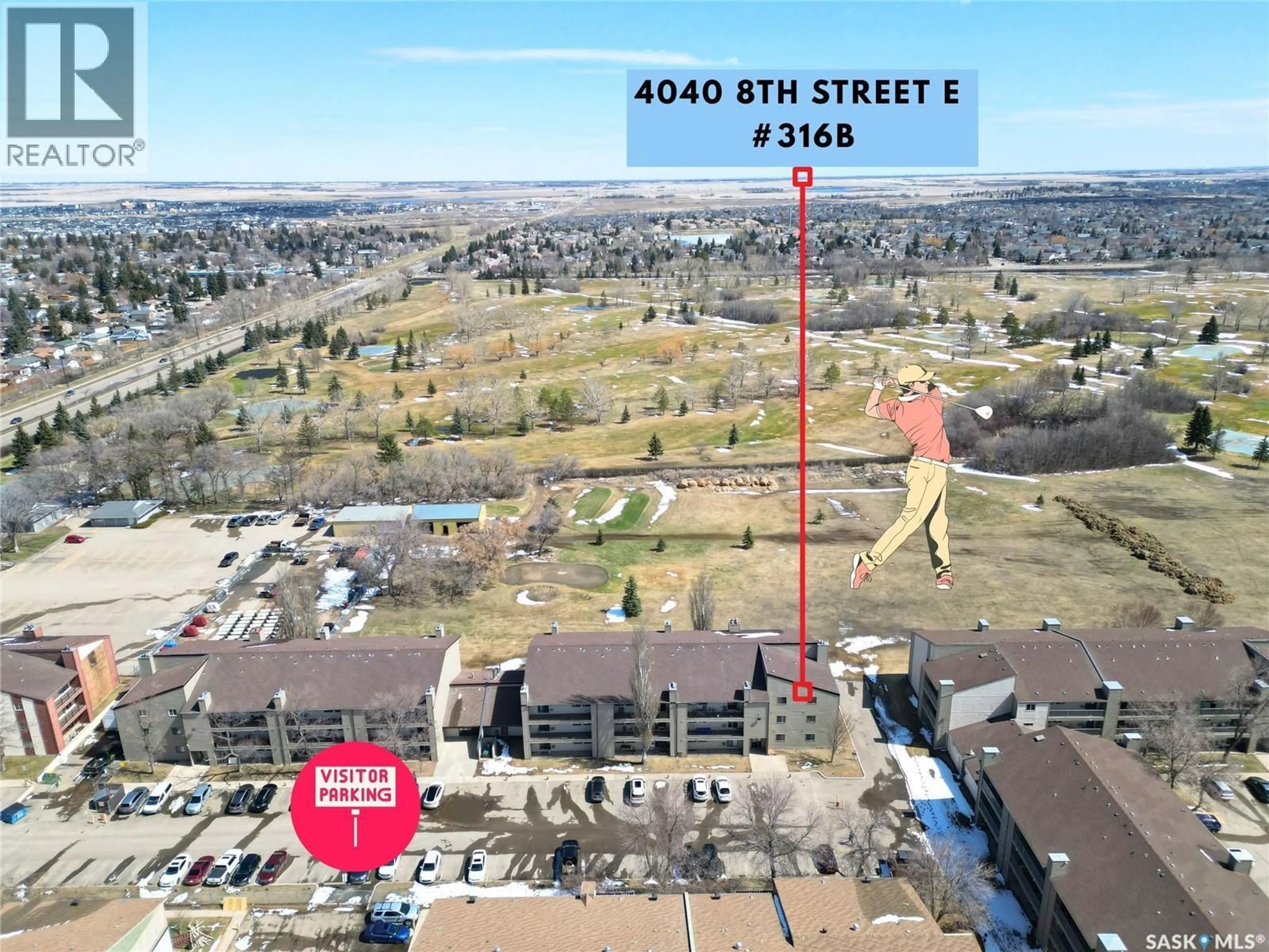 A pic from outside/outdoor area/front of a property/back of a property/a pic from drone, street for 316B 4040 8TH STREET, Saskatoon Saskatchewan S7H5L4
