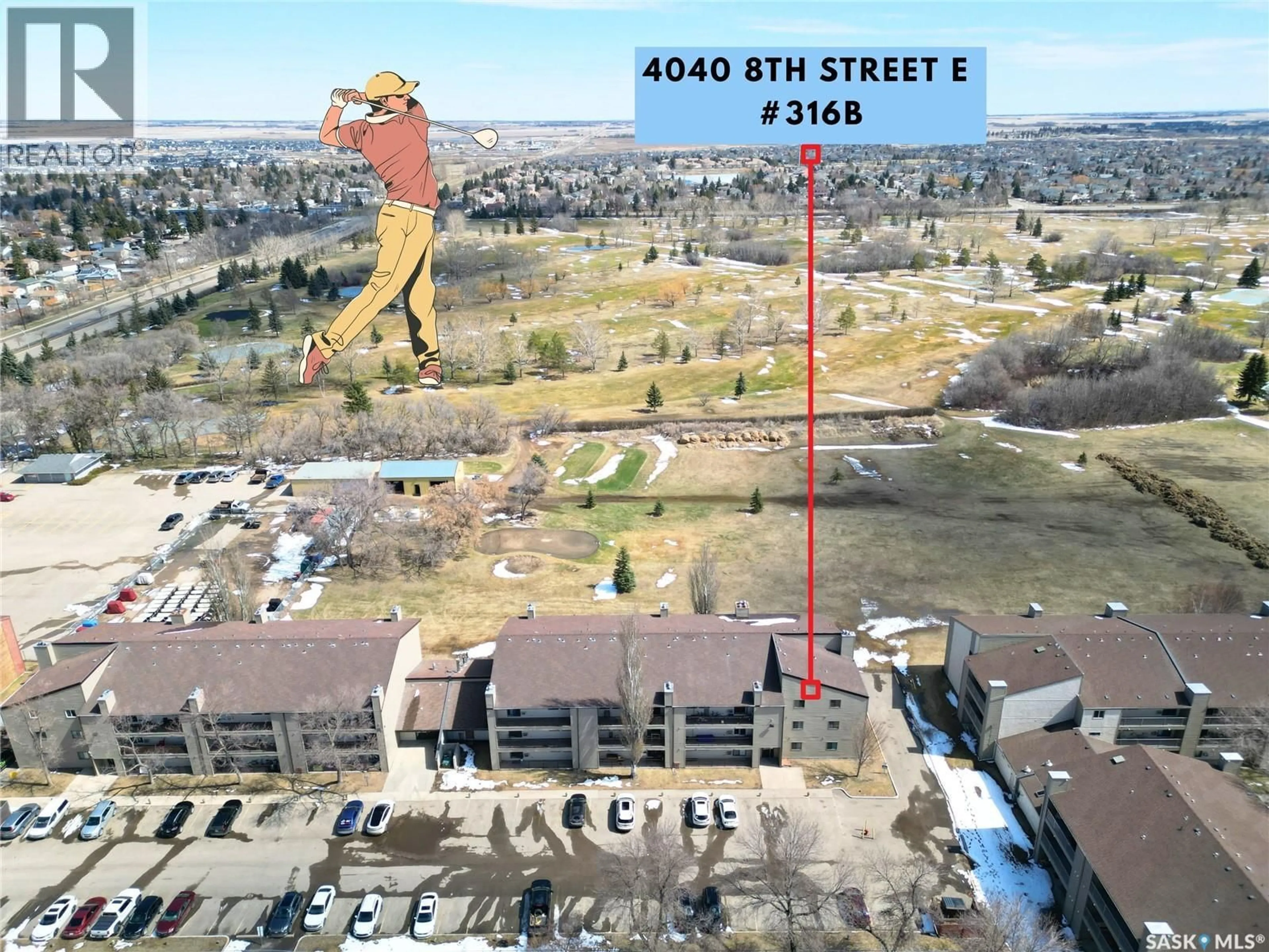 A pic from outside/outdoor area/front of a property/back of a property/a pic from drone, street for 316B 4040 8TH STREET, Saskatoon Saskatchewan S7H5L4