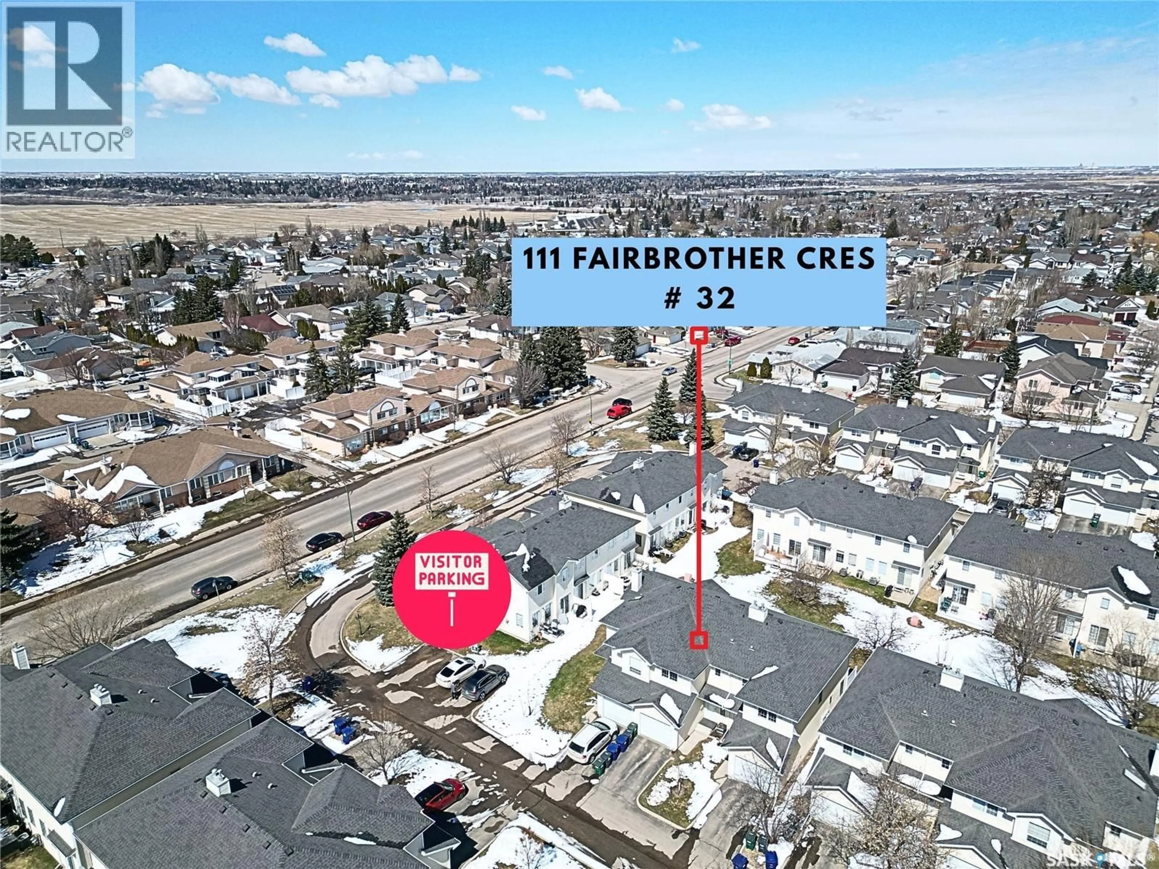 A pic from outside/outdoor area/front of a property/back of a property/a pic from drone, street for 32 111 FAIRBROTHER CRESCENT, Saskatoon Saskatchewan S7S1L3