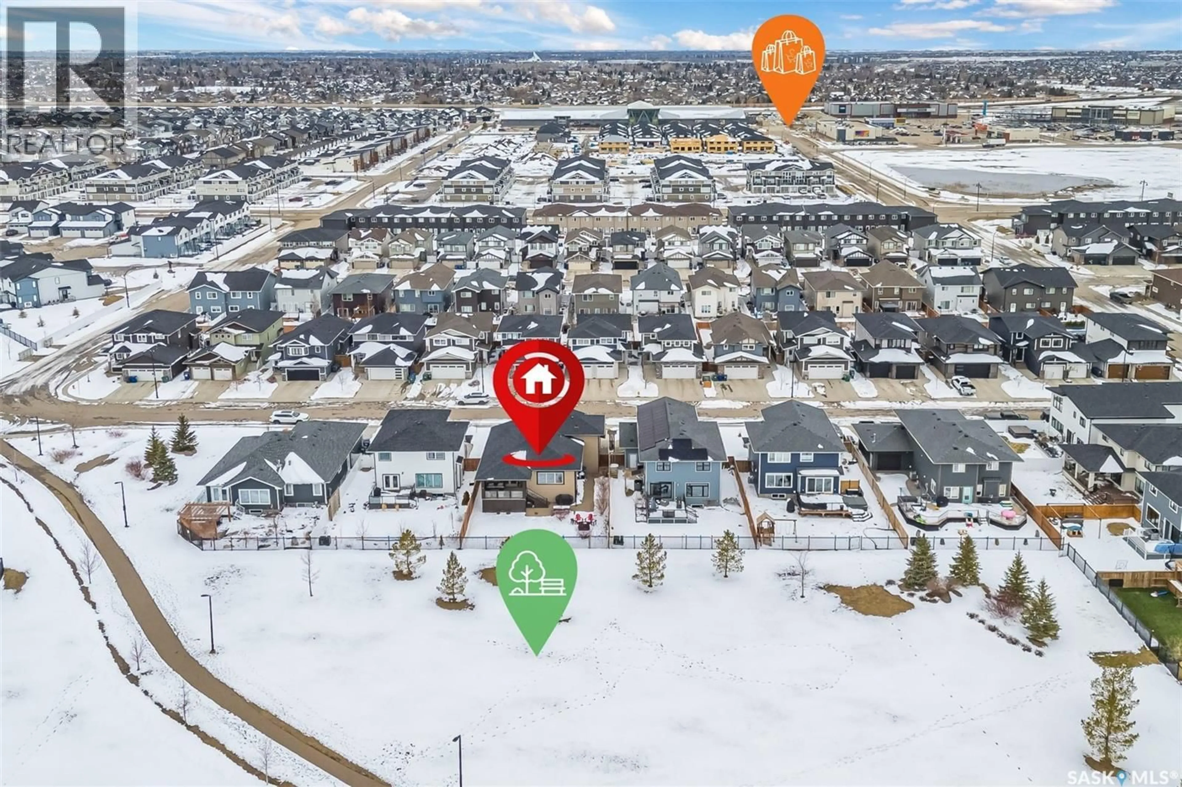 A pic from outside/outdoor area/front of a property/back of a property/a pic from drone, street for 530 DAGNONE CRESCENT, Saskatoon Saskatchewan S7V0P8