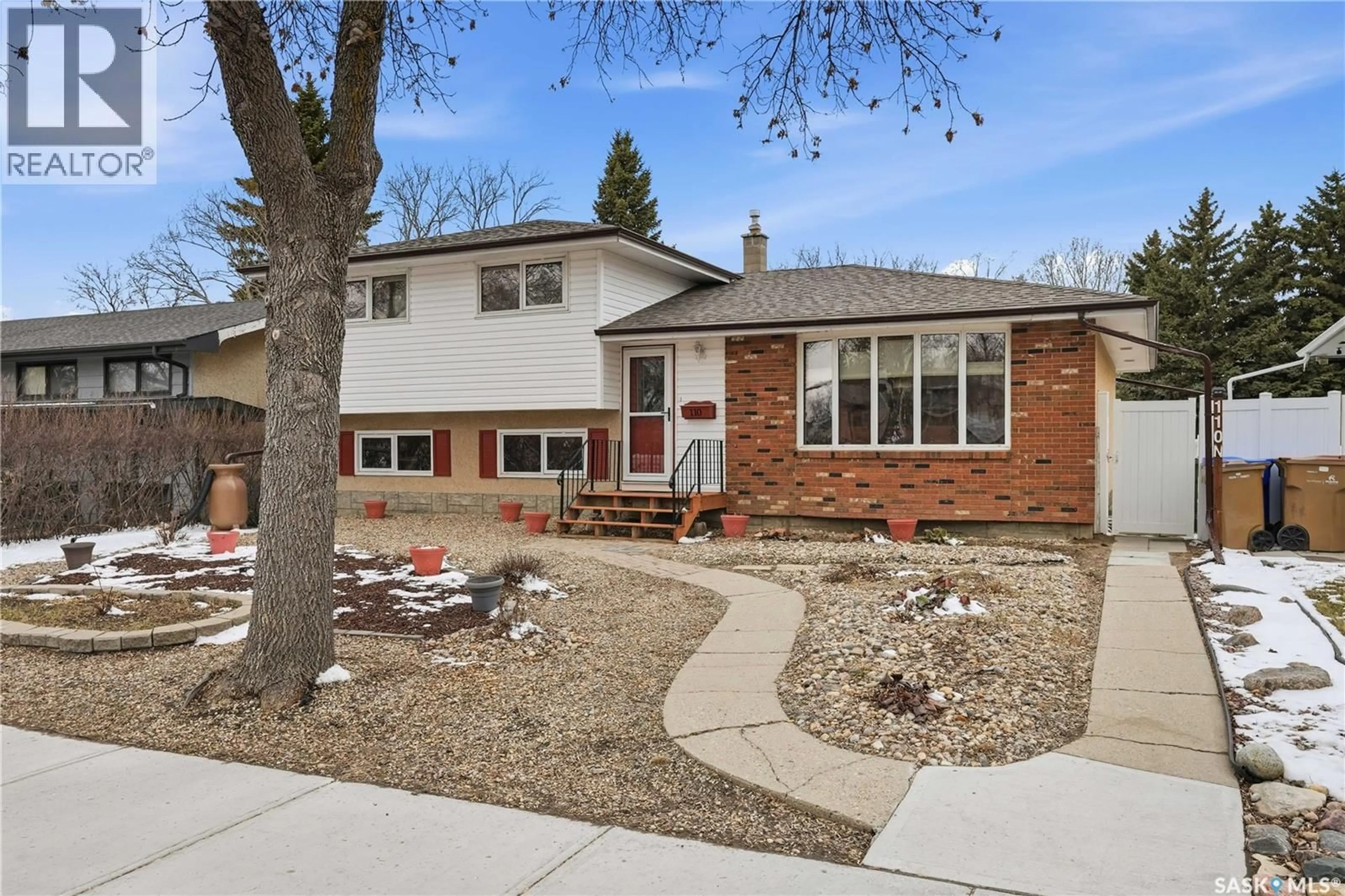 Home with brick exterior material, street for 110 MCCARTHY BOULEVARD, Regina Saskatchewan S4R6A4