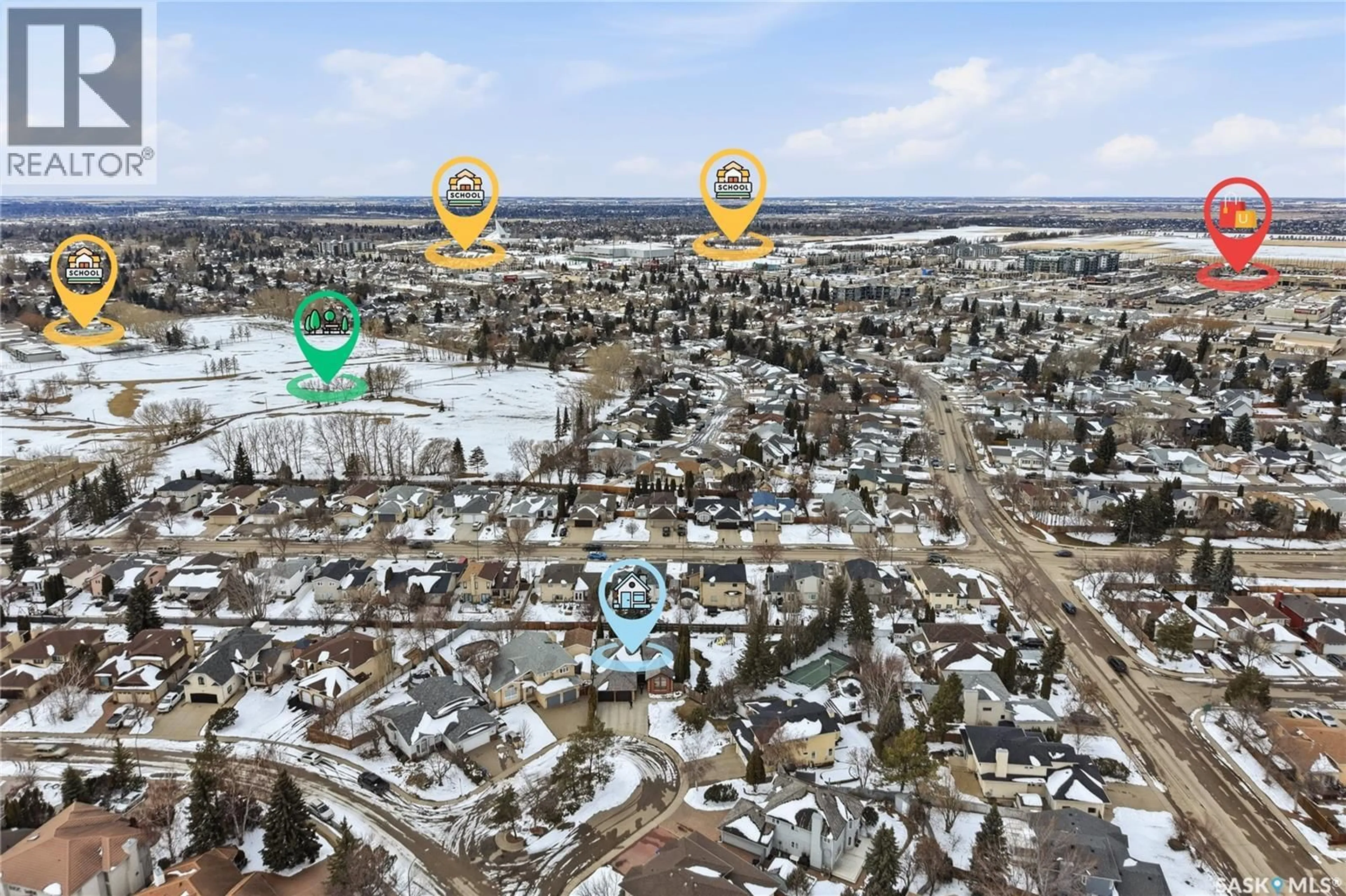 A pic from outside/outdoor area/front of a property/back of a property/a pic from drone, street for 214 FORSYTH COURT, Saskatoon Saskatchewan S7N4H2
