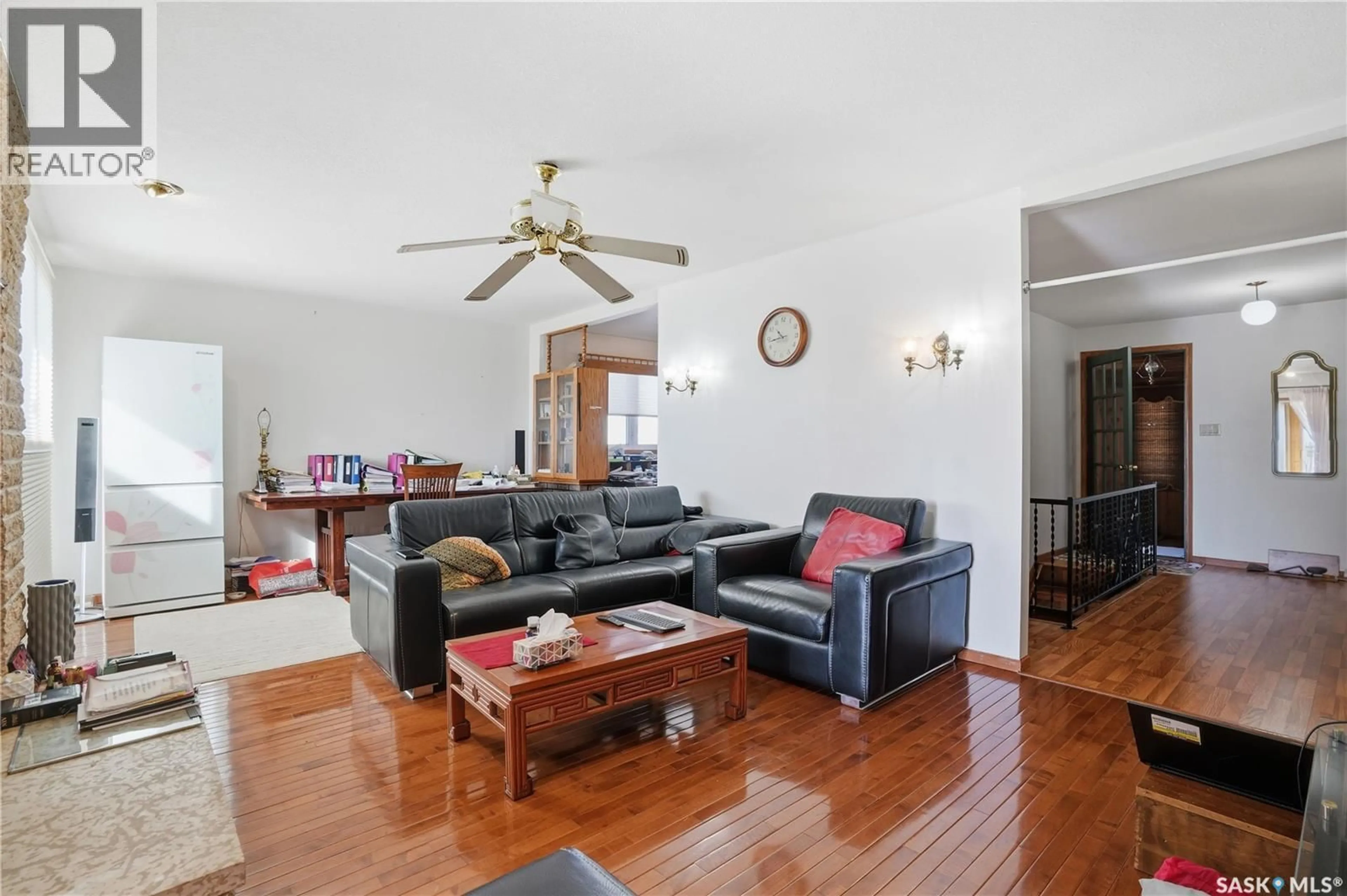 Living room with furniture, wood/laminate floor for 3 CHAMBERLAIN ACREAGE, Chamberlain Saskatchewan S0G0R0