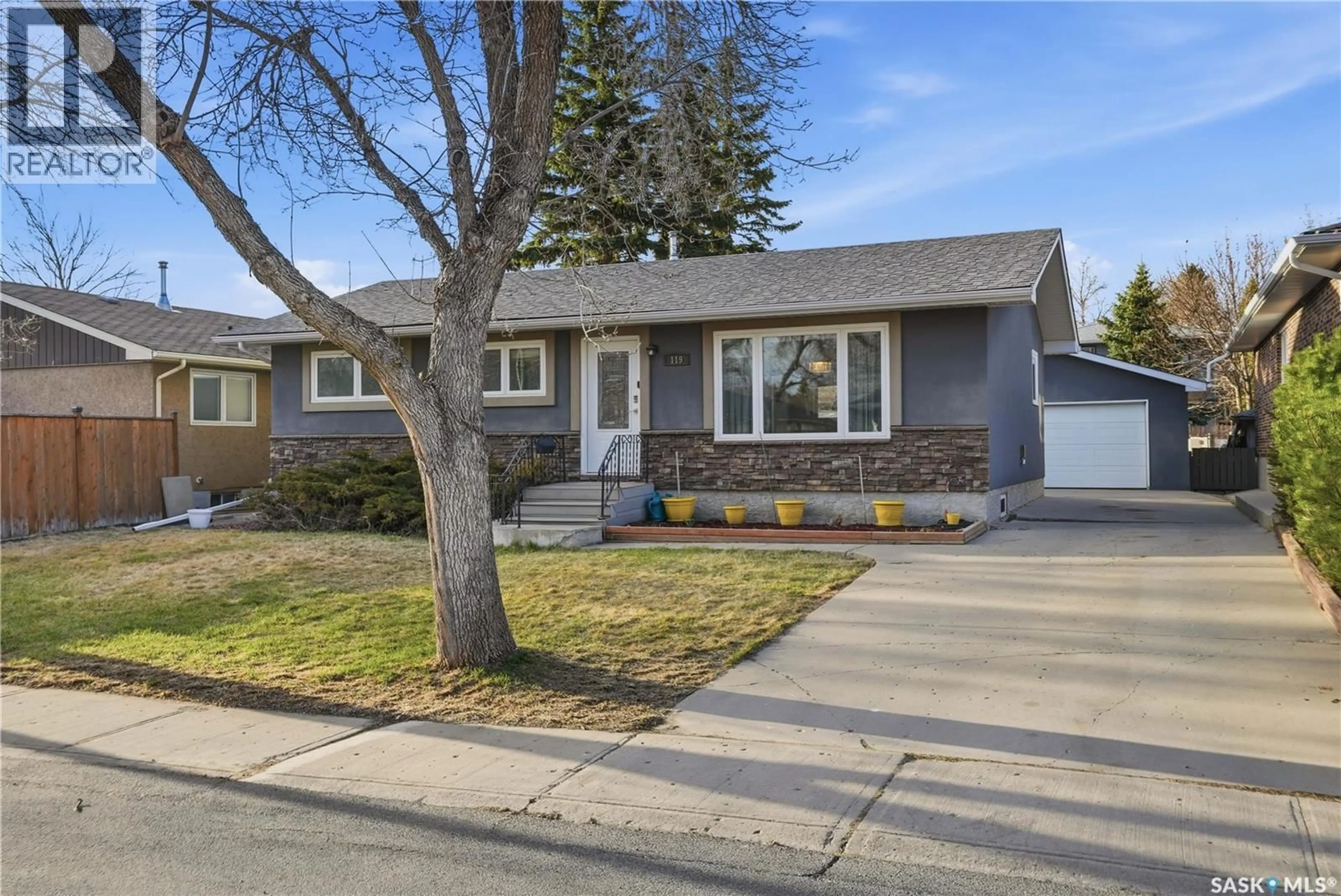 Home with vinyl exterior material, street for 119 PAPPAS CRESCENT, Regina Saskatchewan S4R7G7