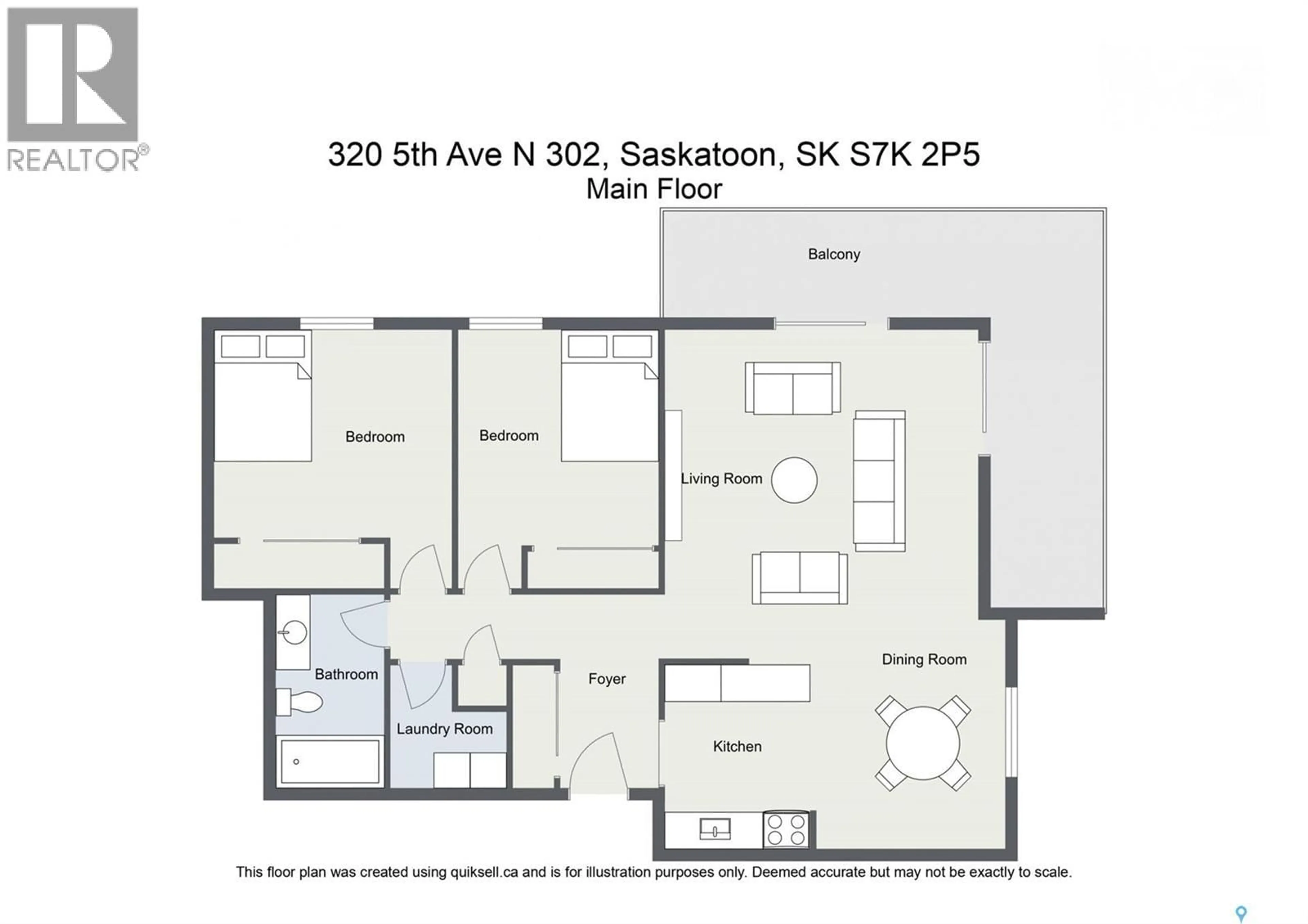 Floor plan for 320 - 302 5TH AVENUE N, Saskatoon Saskatchewan S7K2P5