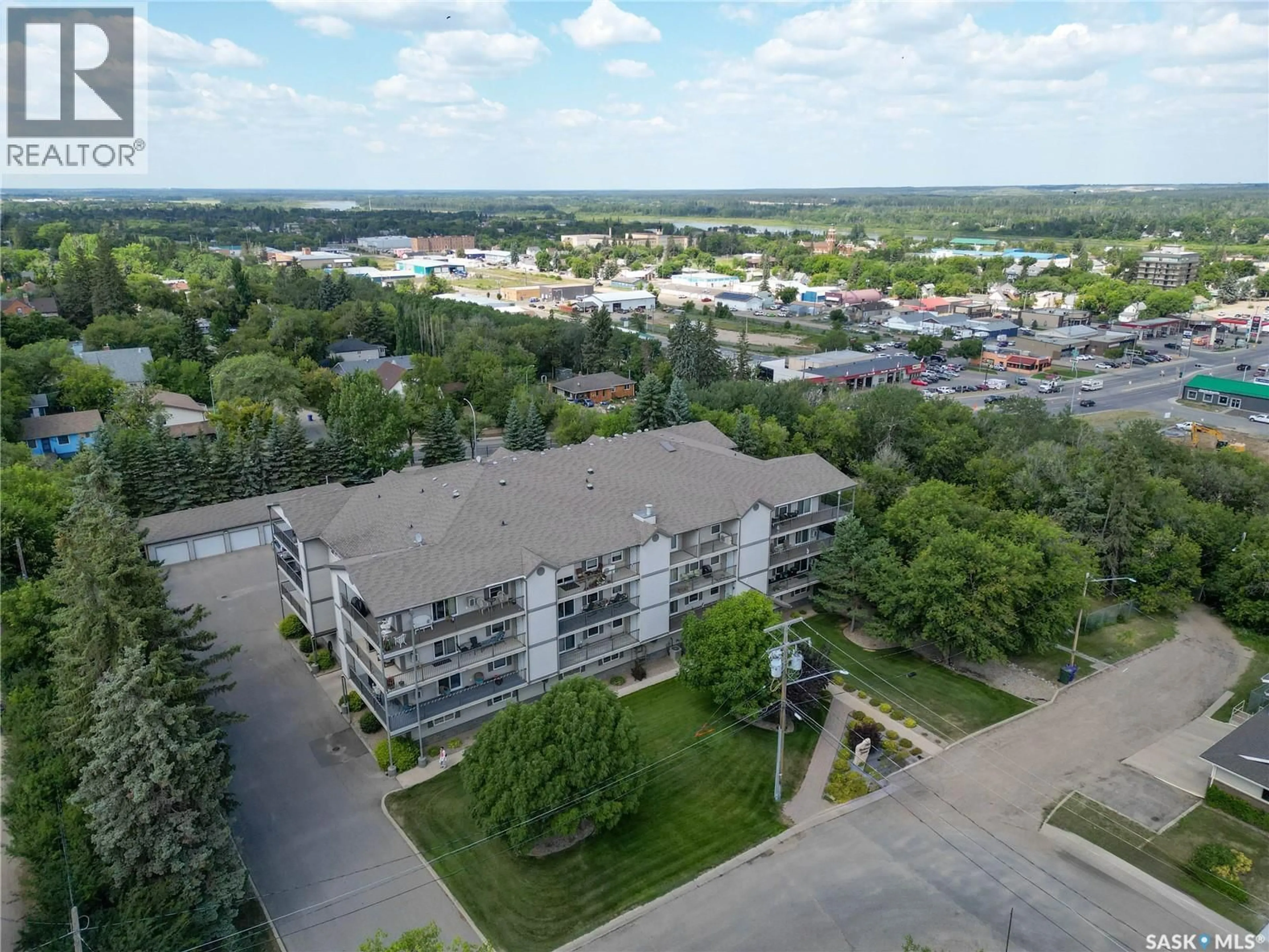 A pic from outside/outdoor area/front of a property/back of a property/a pic from drone, city buildings view from balcony for 1 1/2 - 201 1901 1 AVENUE W, Prince Albert Saskatchewan S6V5A8