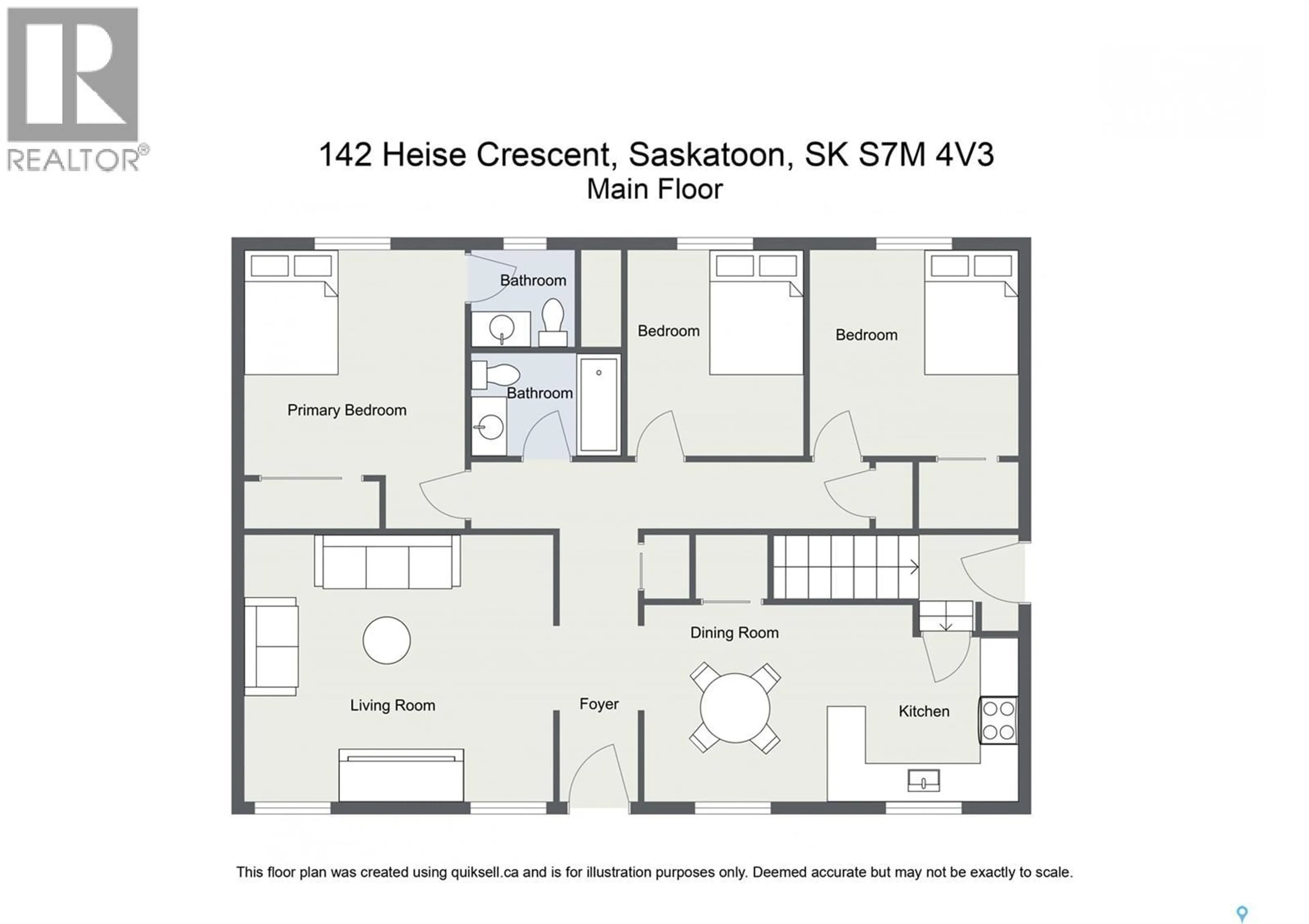 Floor plan for 142 HEISE CRESCENT, Saskatoon Saskatchewan S7M4V3
