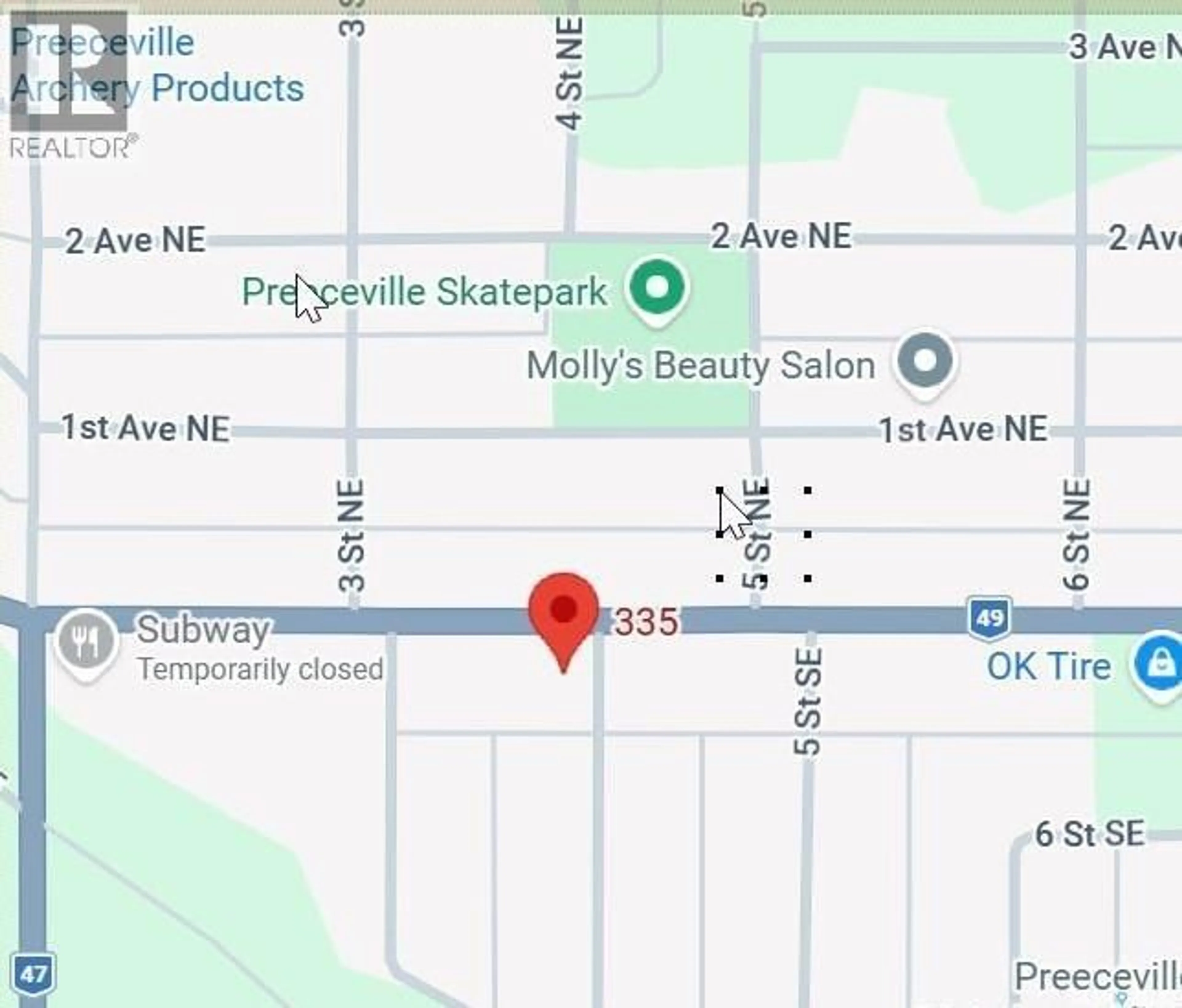 Picture of a map for E - 335 HIGHWAY AVENUE, Preeceville Saskatchewan S0A3B0