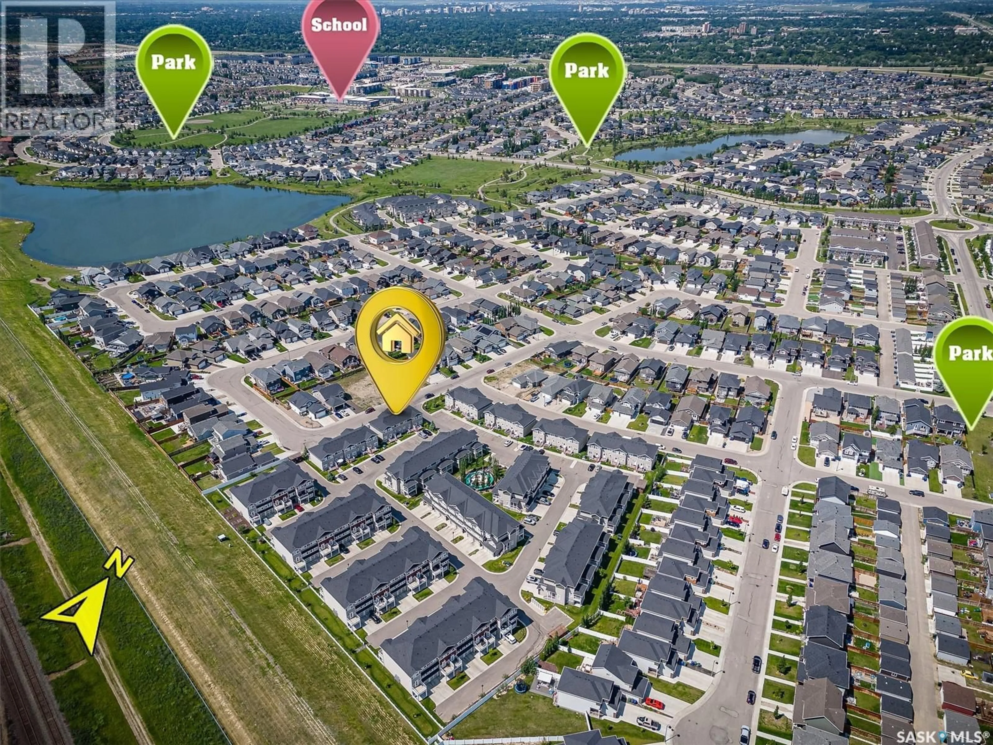 A pic from outside/outdoor area/front of a property/back of a property/a pic from drone, street for 1216 PRINGLE WAY, Saskatoon Saskatchewan S7T0X5