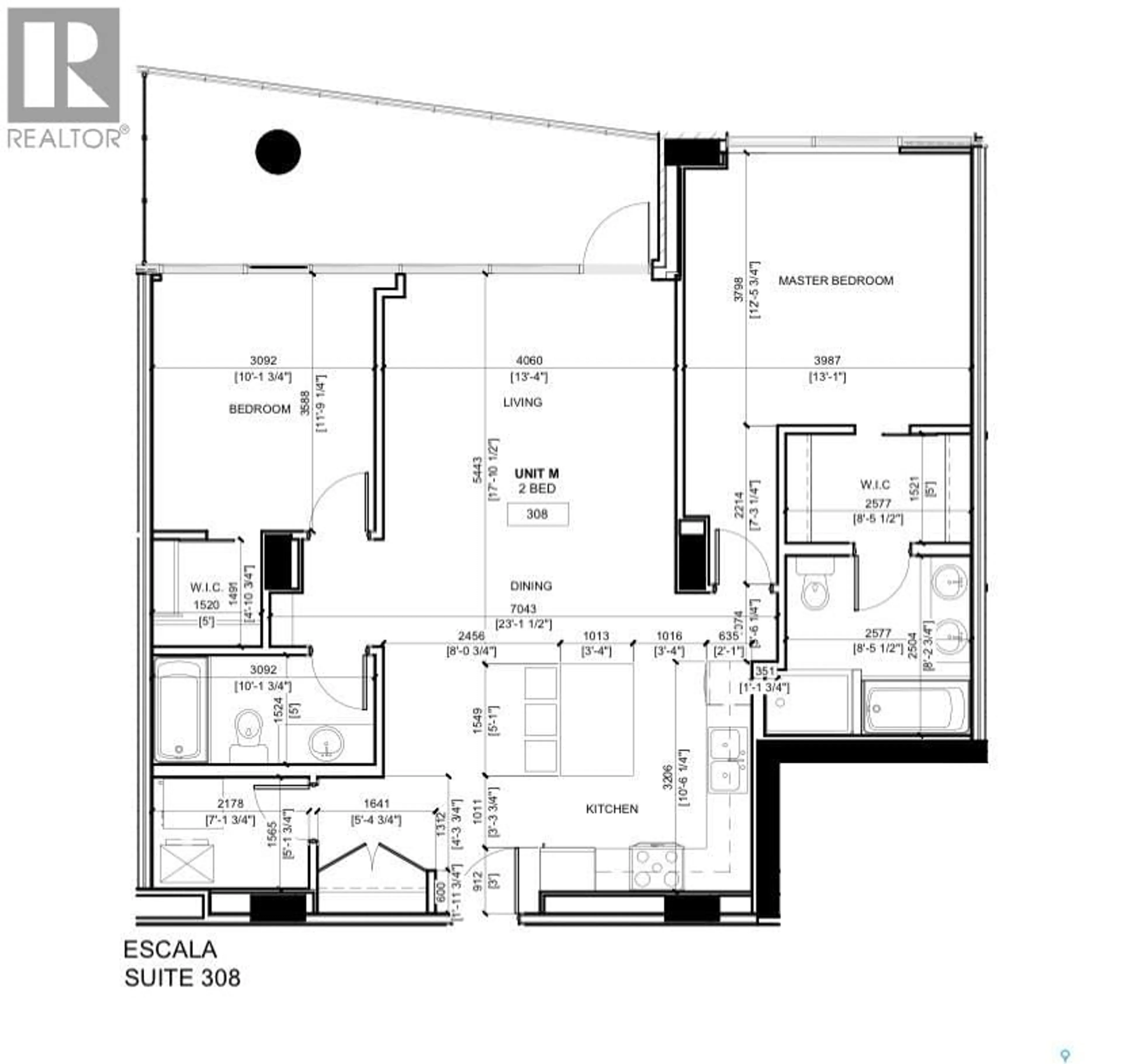 Floor plan for 308 - 637 UNIVERSITY DRIVE, Saskatoon Saskatchewan S7N0H8