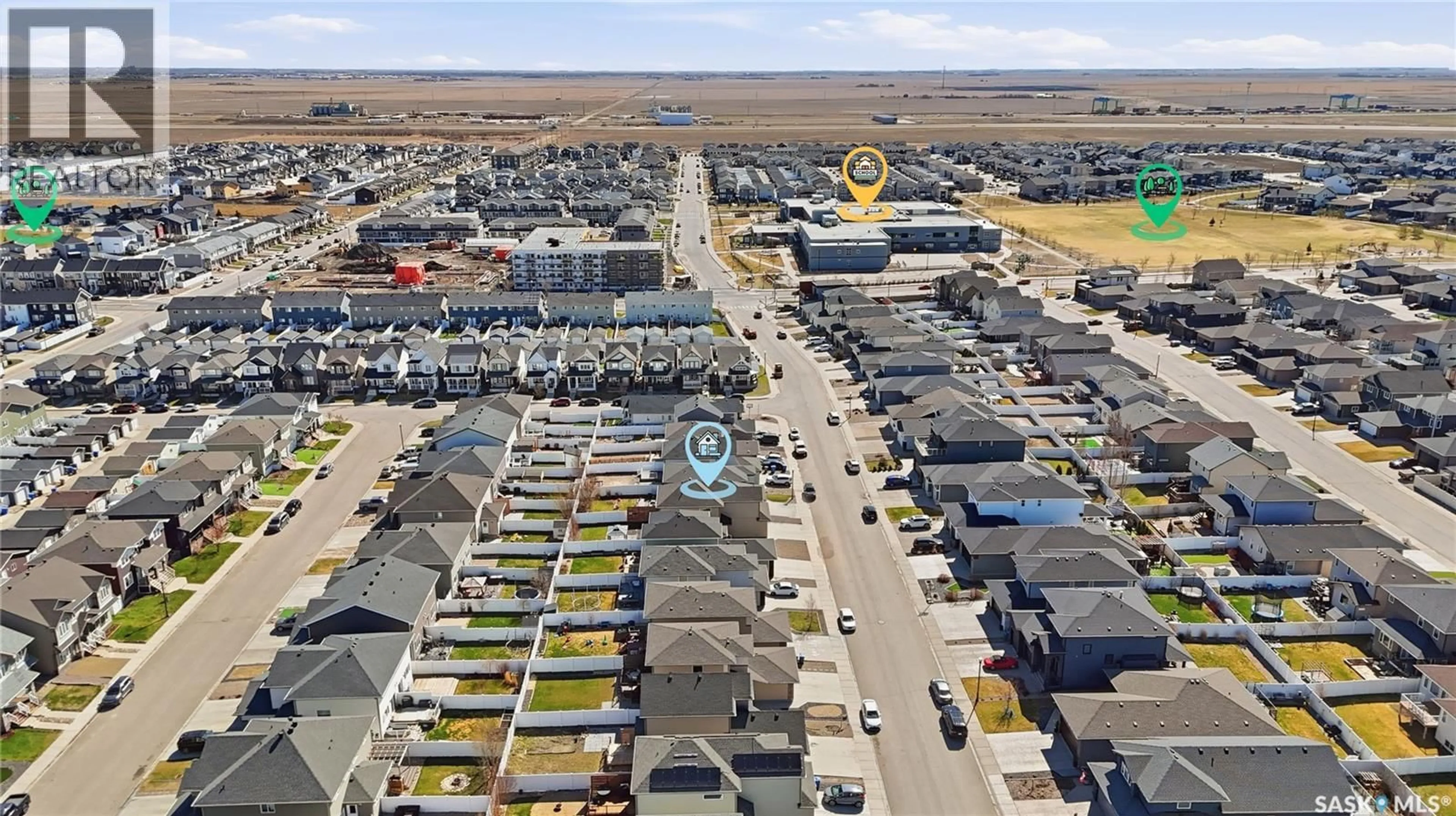 A pic from outside/outdoor area/front of a property/back of a property/a pic from drone, street for E - 4810 GREEN BROOKS WAY, Regina Saskatchewan S4V3K6