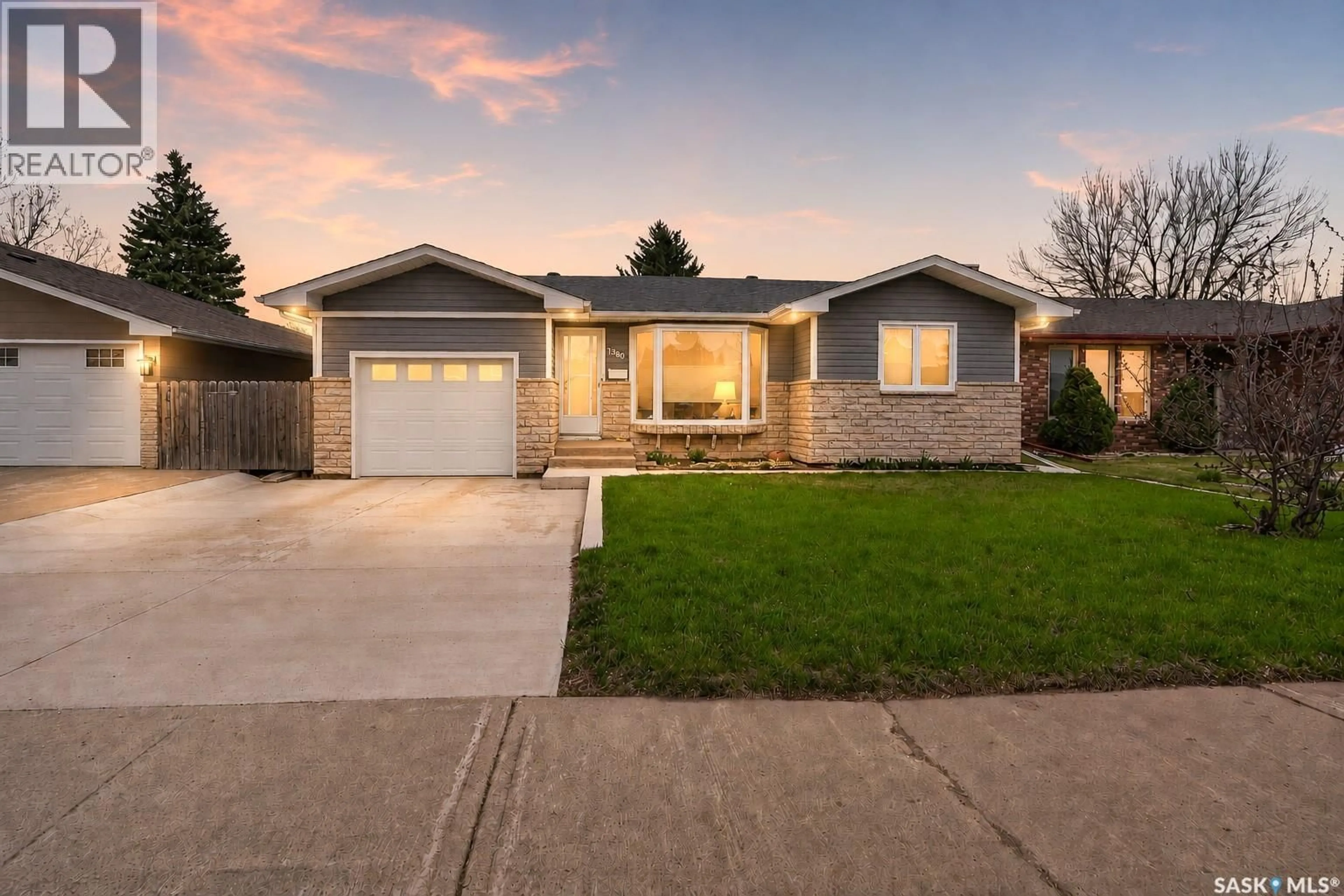 Home with brick exterior material, street for 1380 REGAL CRESCENT, Moose Jaw Saskatchewan S6H7S2