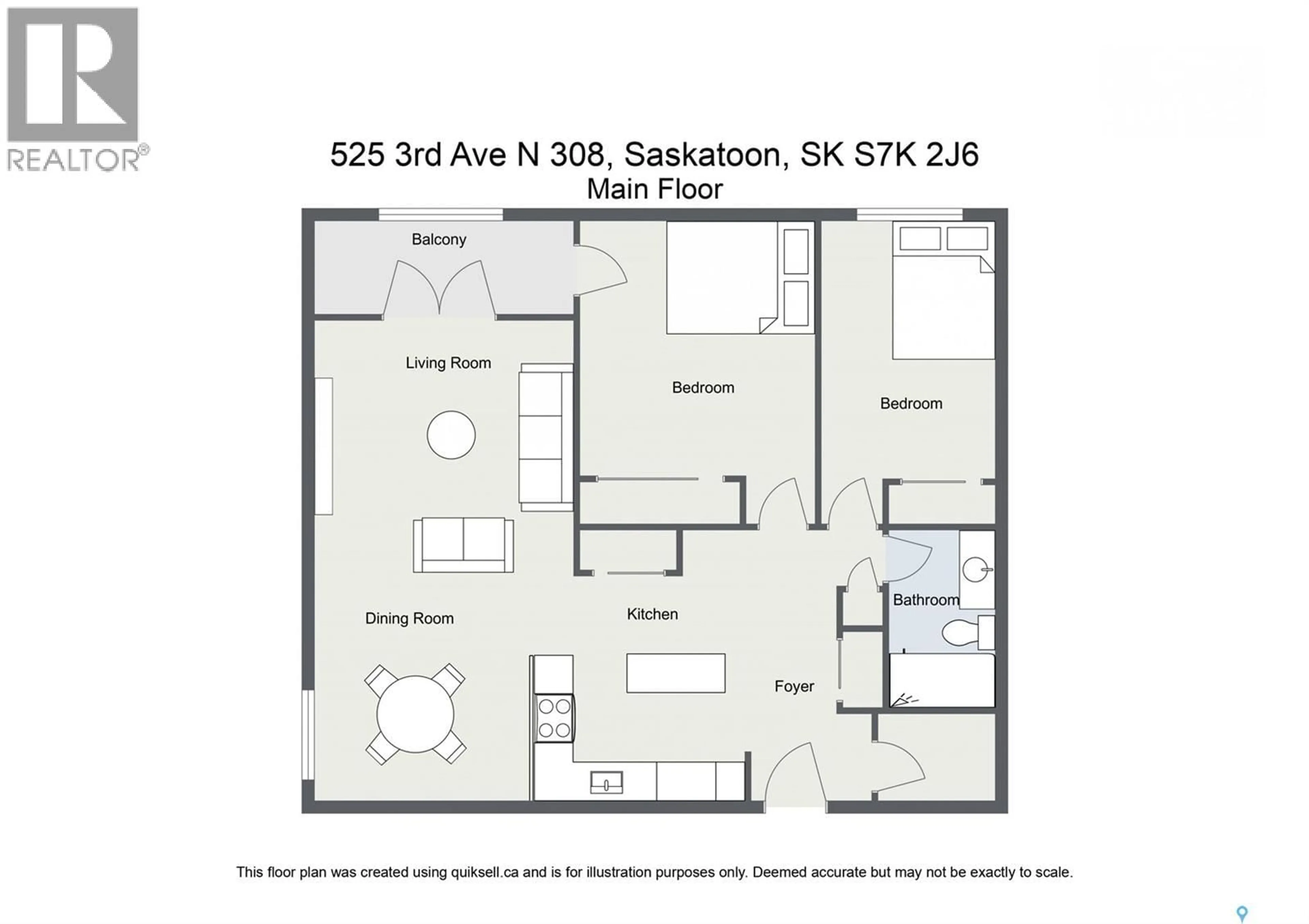 Floor plan for 308 - 525 3RD AVENUE, Saskatoon Saskatchewan S7K2J6