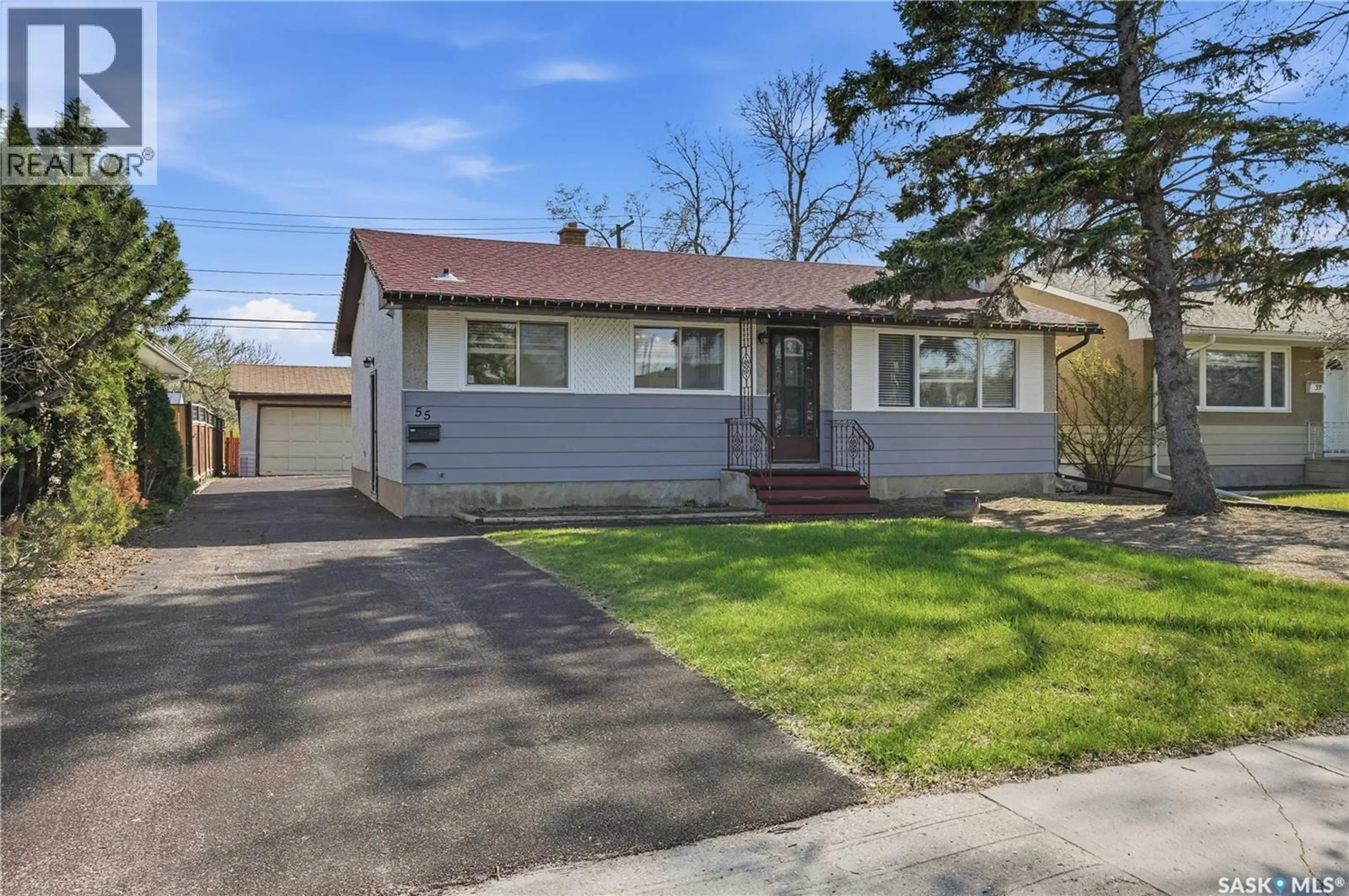 Home with vinyl exterior material, street for 55 DONAHUE AVENUE, Regina Saskatchewan S4R3Y7