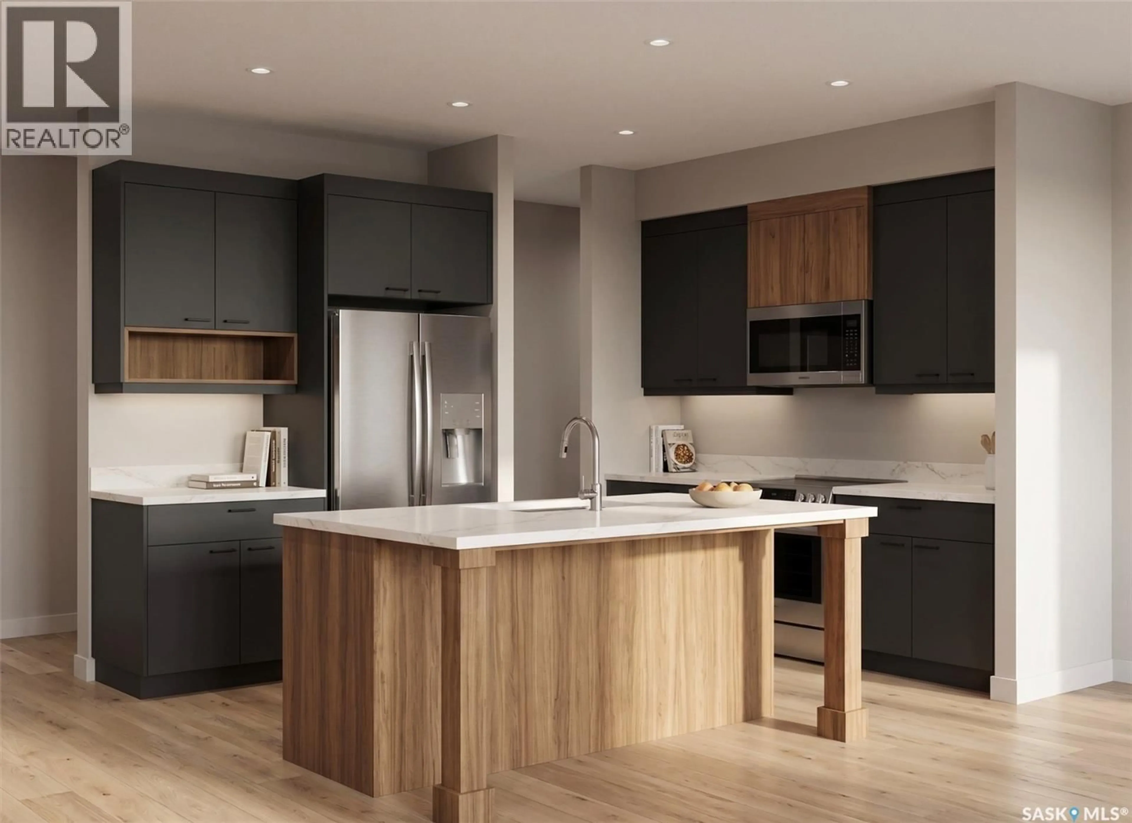 Open concept kitchen, wood/laminate floor for 659 HENRY DAYDAY ROAD, Saskatoon Saskatchewan S7W1H5