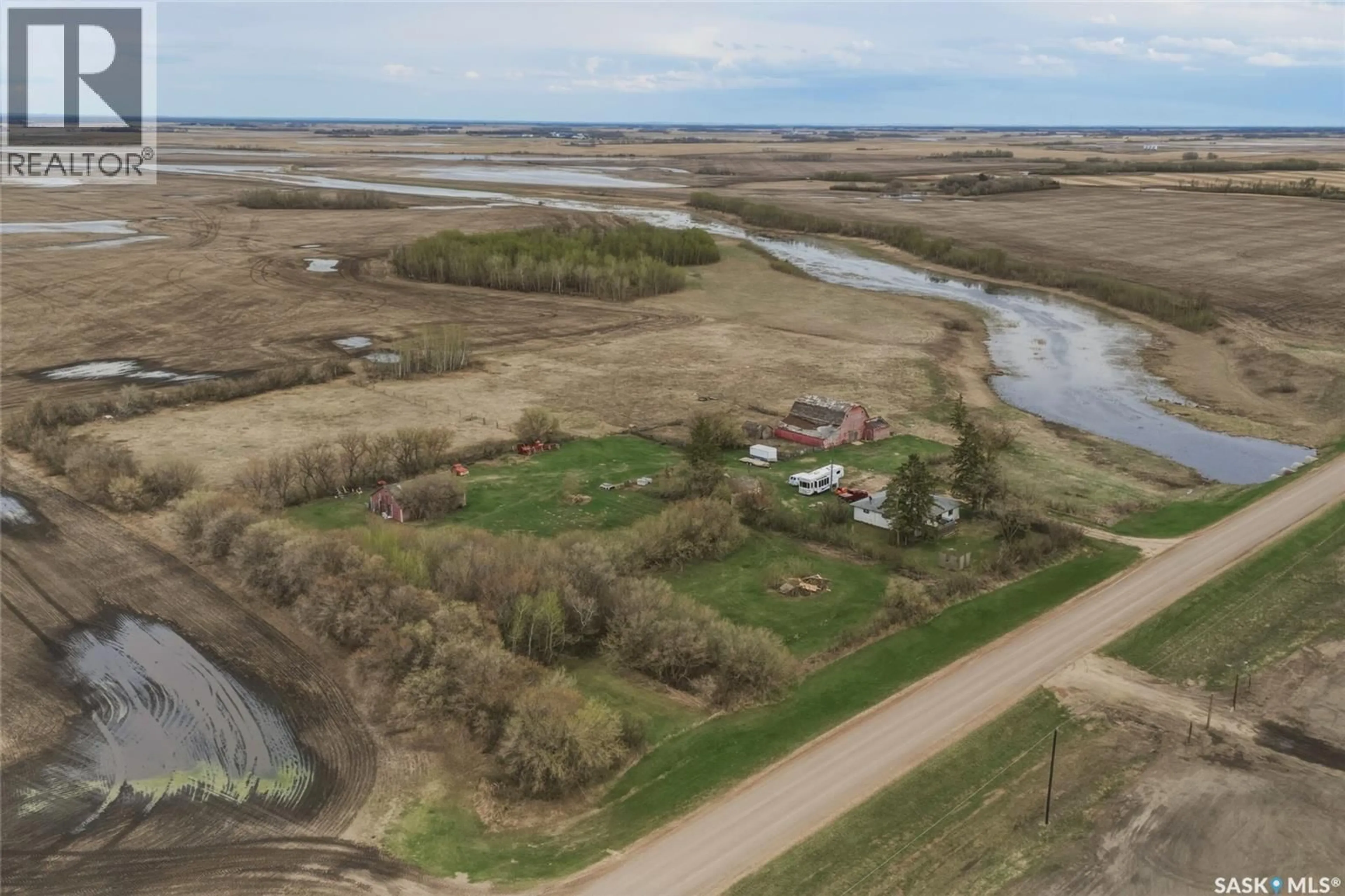 A pic from outside/outdoor area/front of a property/back of a property/a pic from drone, water/lake/river/ocean view for HAGEL ACREAGE, Rosthern Rm No. 403 Saskatchewan S0K4O3