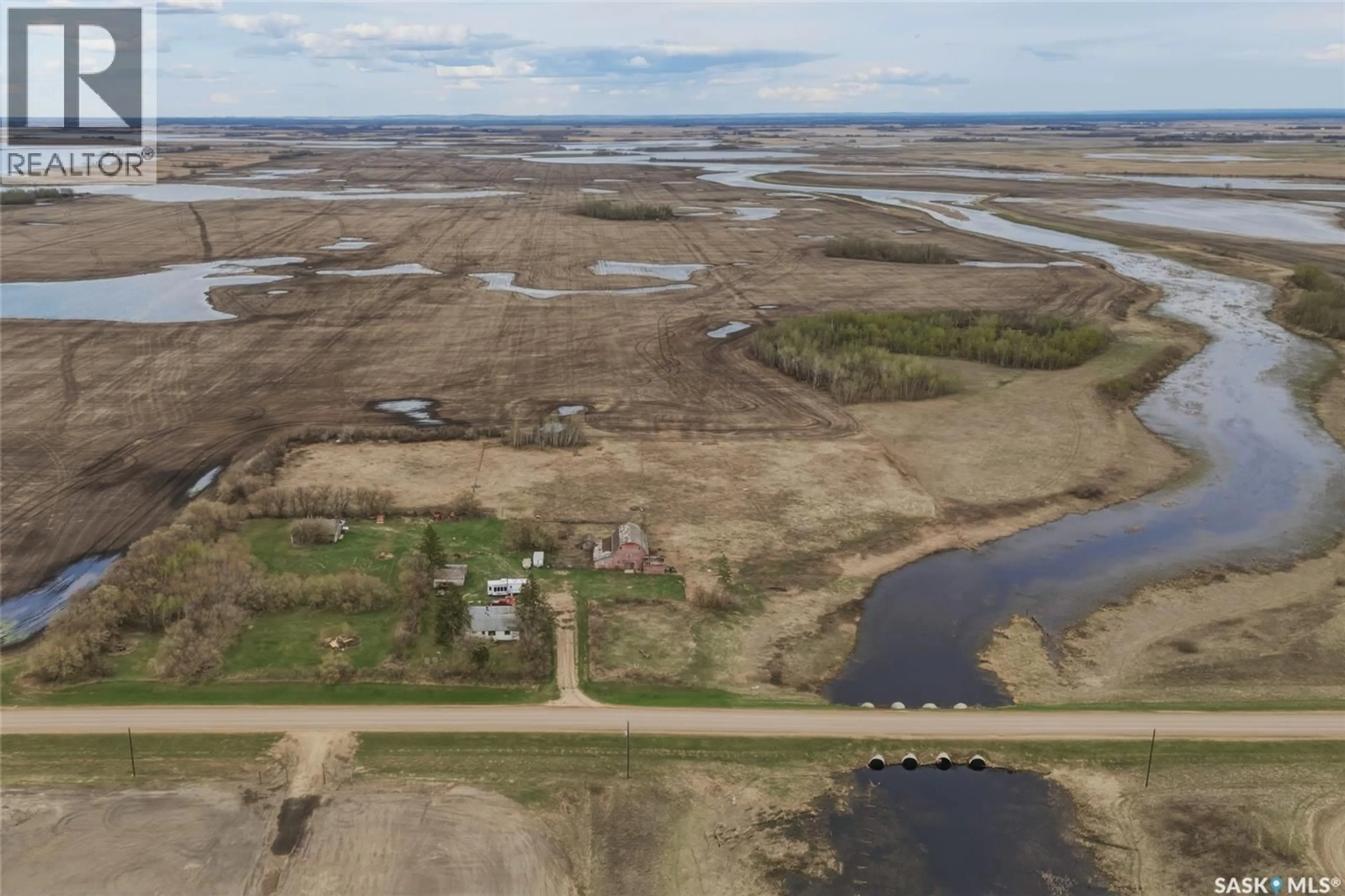 A pic from outside/outdoor area/front of a property/back of a property/a pic from drone, water/lake/river/ocean view for HAGEL ACREAGE, Rosthern Rm No. 403 Saskatchewan S0K4O3