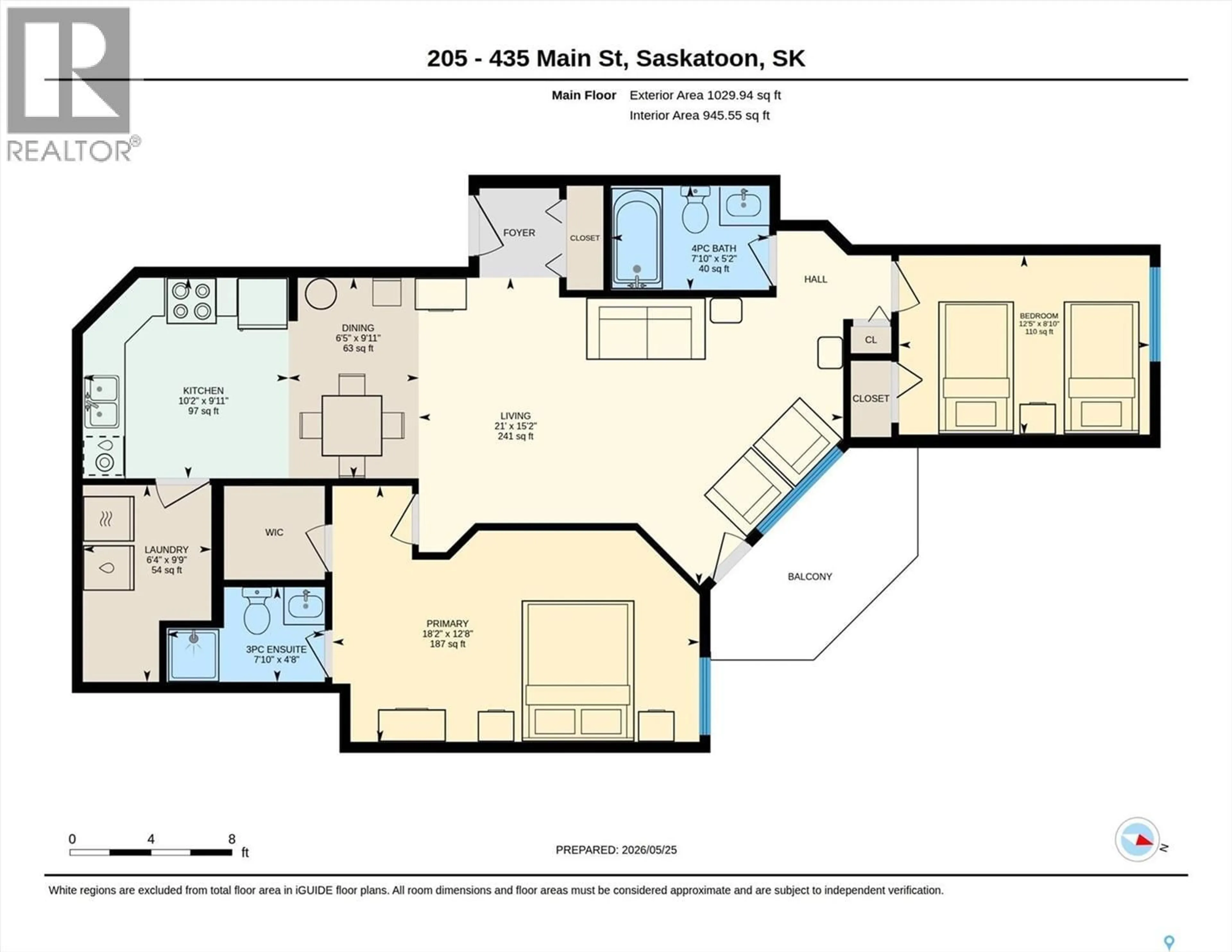 Floor plan for 205 - 435 MAIN STREET, Saskatoon Saskatchewan S7N0B9