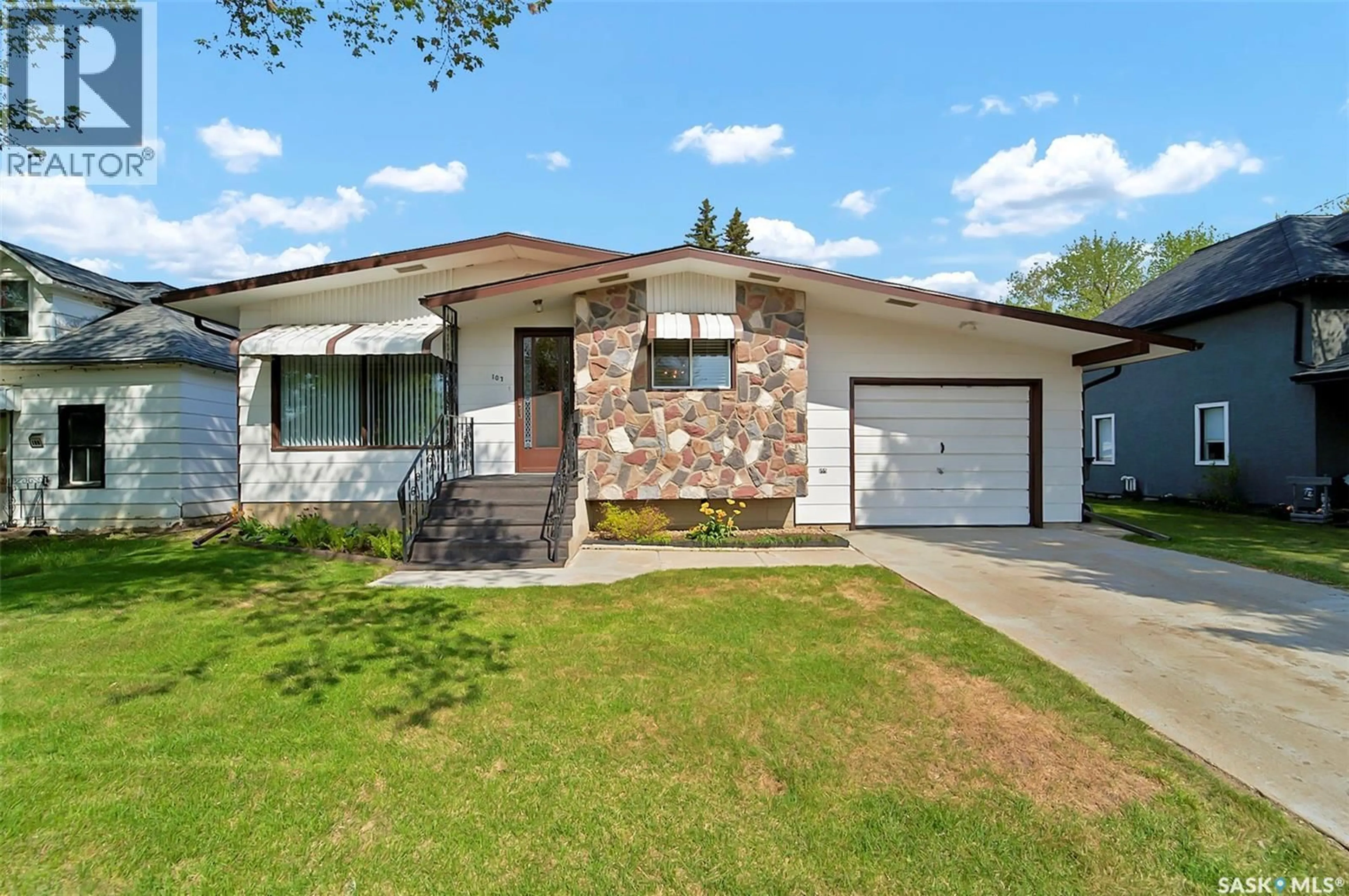 Home with vinyl exterior material, street for 107 3RD AVENUE, Blaine Lake Saskatchewan S0J0J0