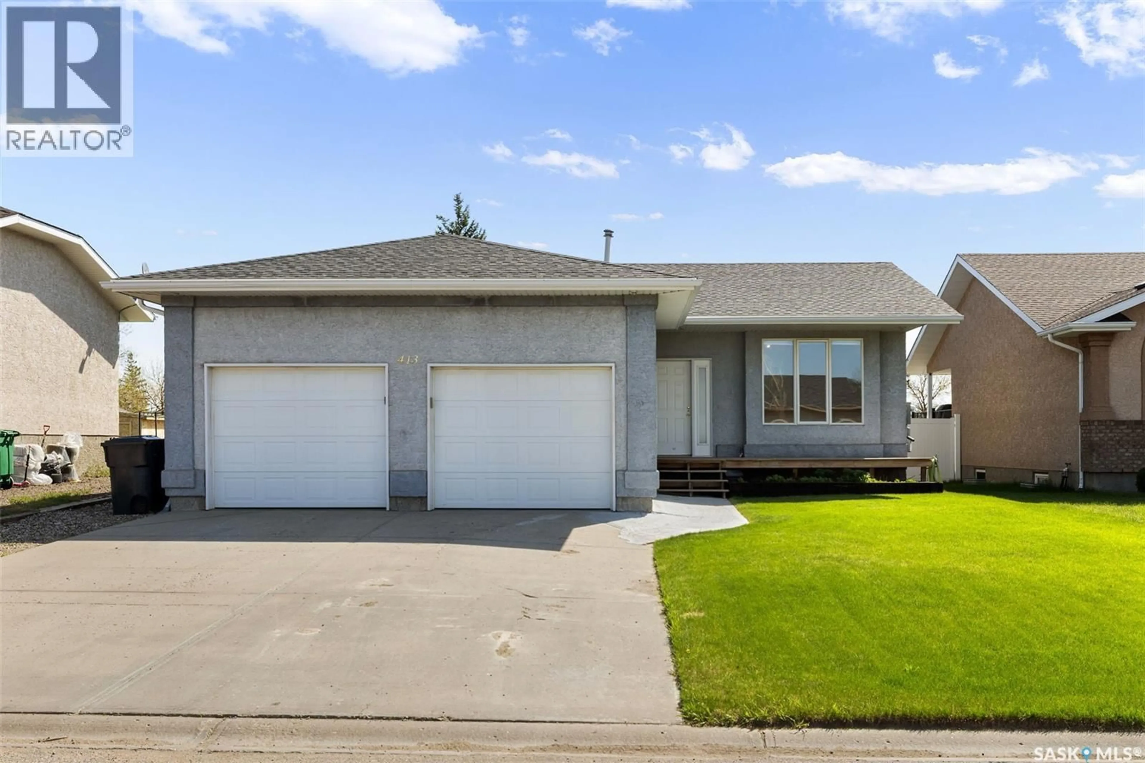 Home with vinyl exterior material, street for 413 HAWKES STREET, Balgonie Saskatchewan S0G0E0