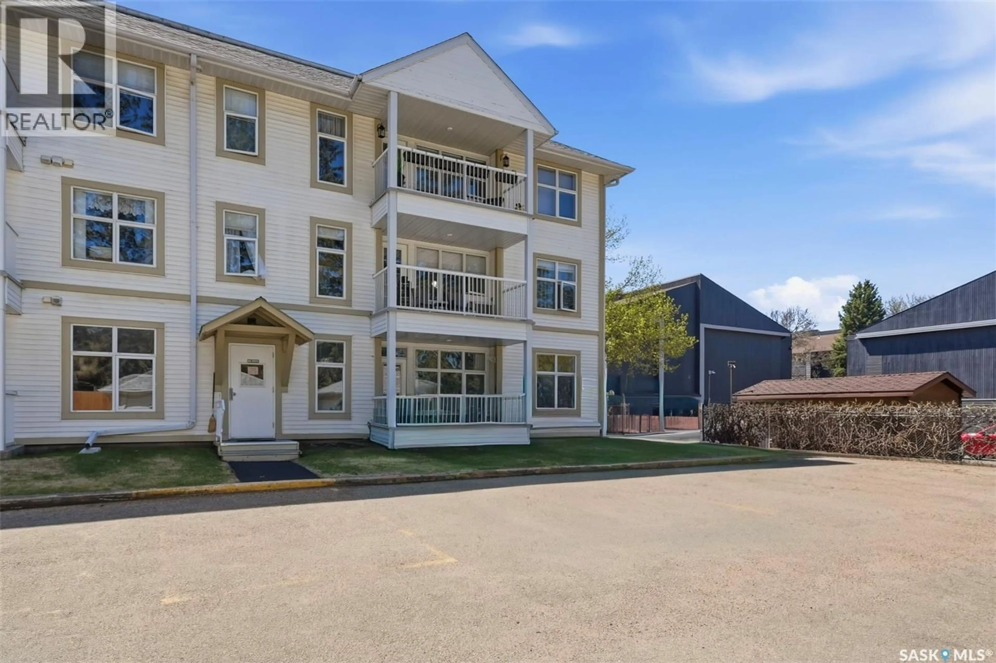 A pic from outside/outdoor area/front of a property/back of a property/a pic from drone, building for 105 - 301 34TH STREET, Prince Albert Saskatchewan S6V8B7