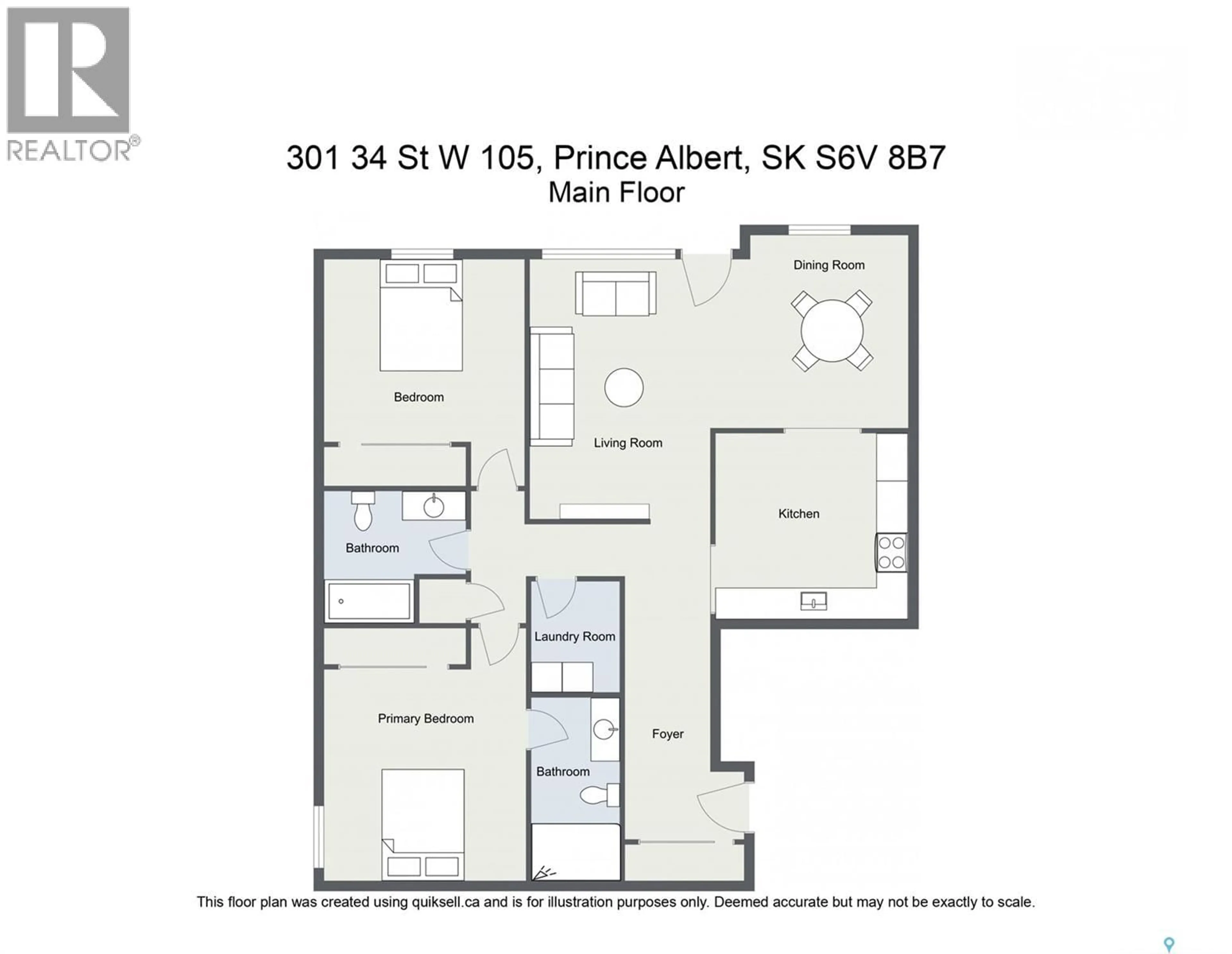 Floor plan for 105 - 301 34TH STREET, Prince Albert Saskatchewan S6V8B7