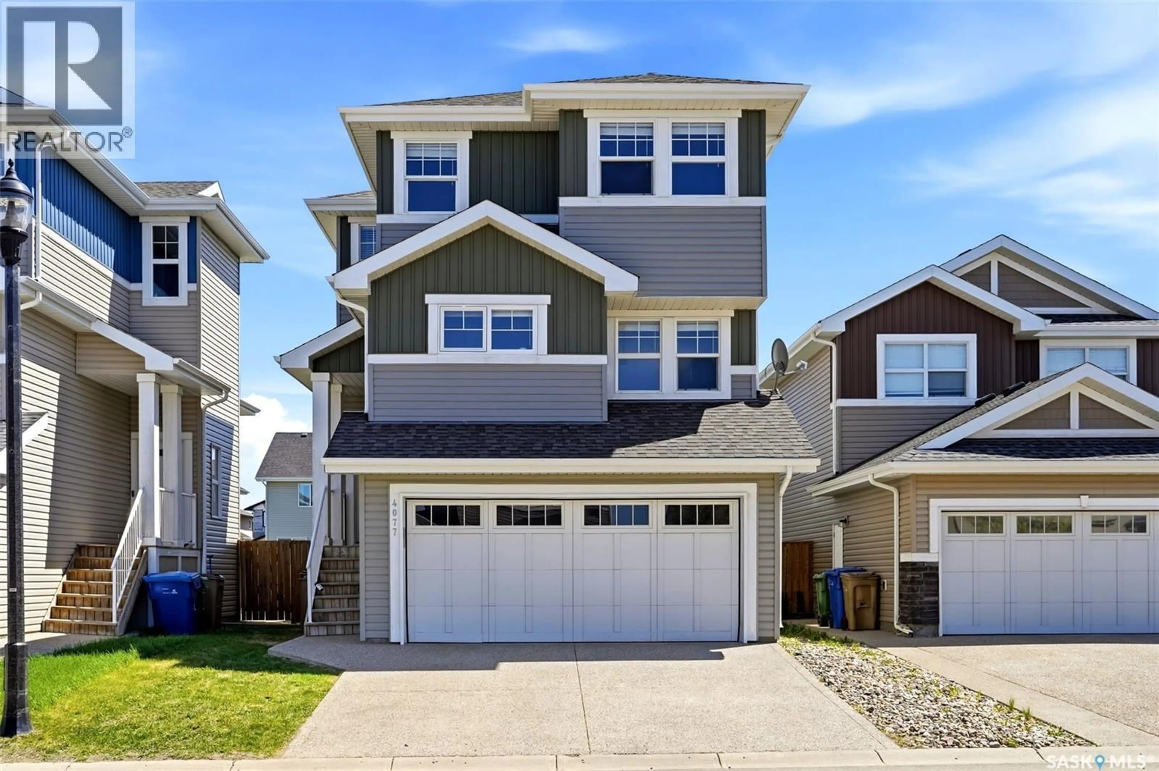 Home with vinyl exterior material, street for 4077 DELHAYE WAY, Regina Saskatchewan S4W0N3
