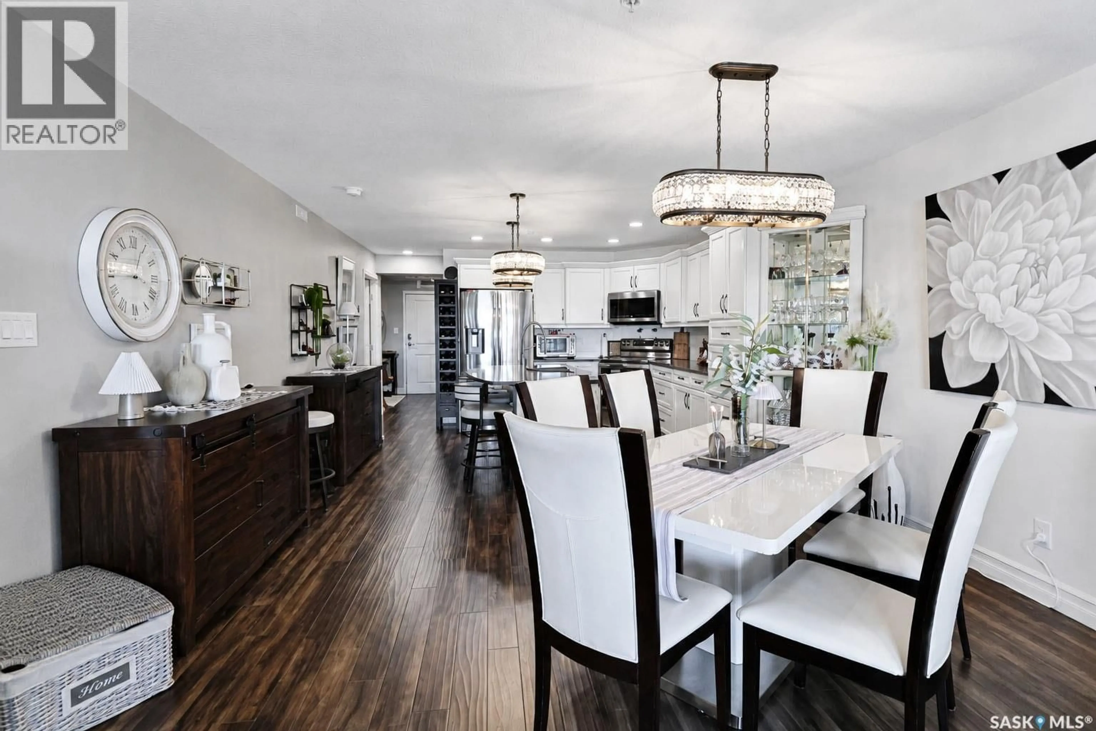 Dining room, wood/laminate floor for #303 - 1600 1ST STREET, Prince Albert Saskatchewan S6V1G7