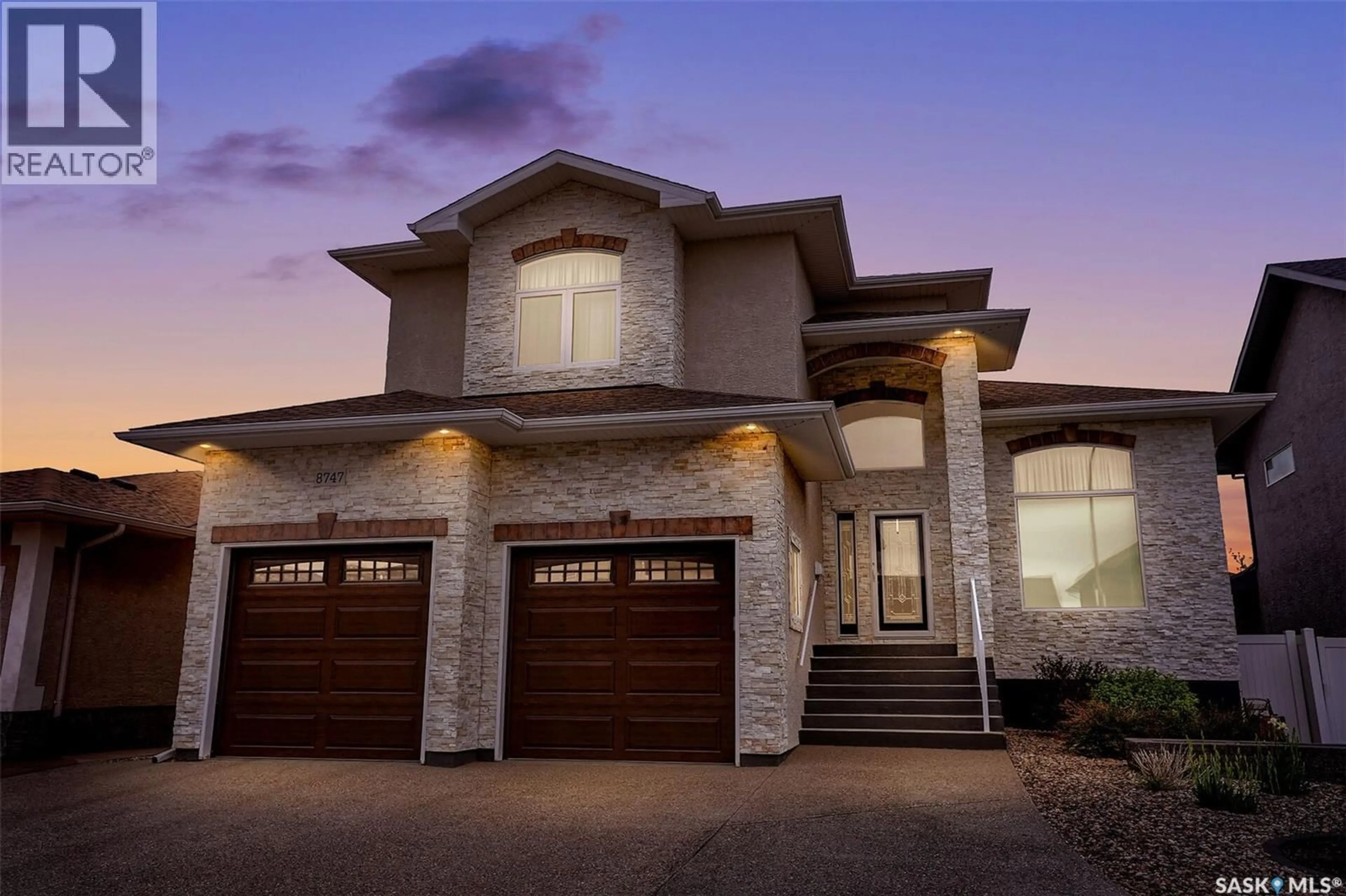 Home with brick exterior material, street for 8747 WASCANA GARDENS PLACE, Regina Saskatchewan S4V1E8
