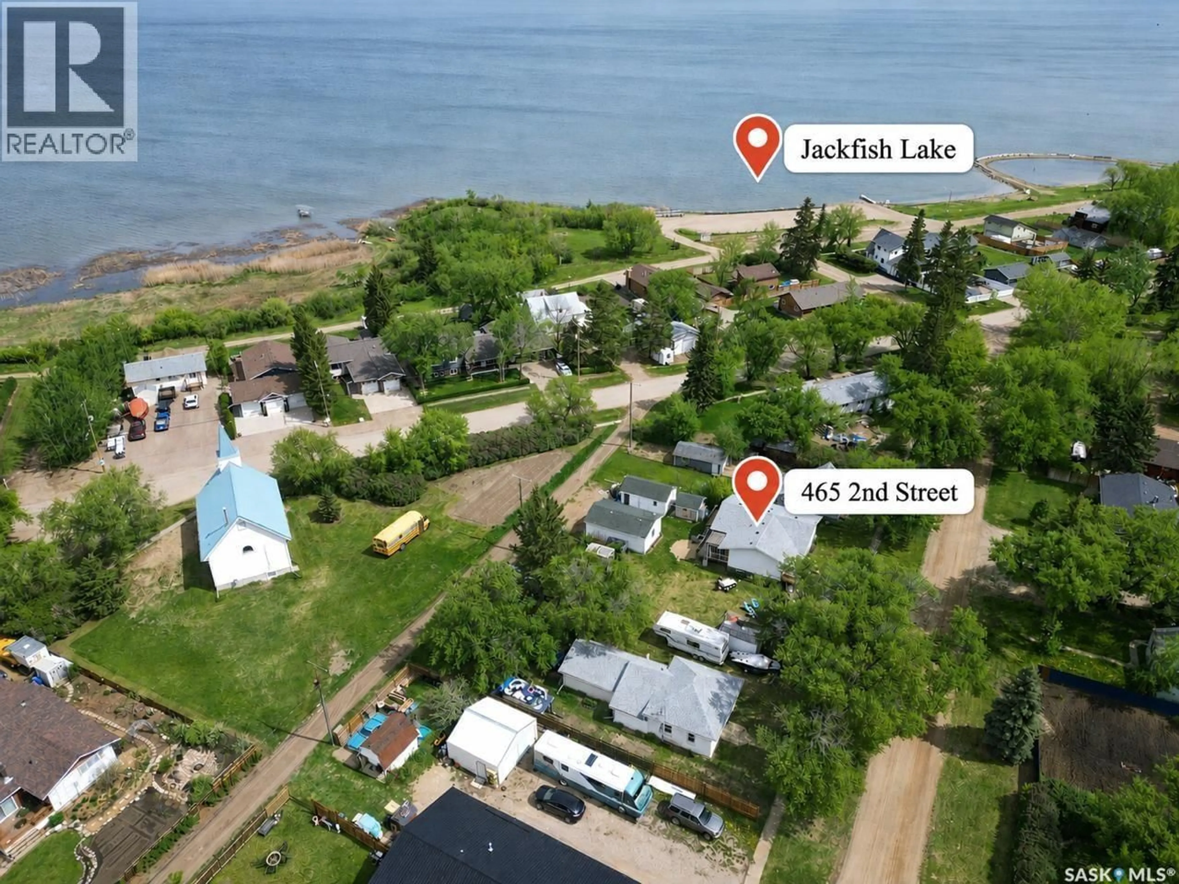 A pic from outside/outdoor area/front of a property/back of a property/a pic from drone, water/lake/river/ocean view for 465 2ND STREET, Meota Saskatchewan S0M1X0