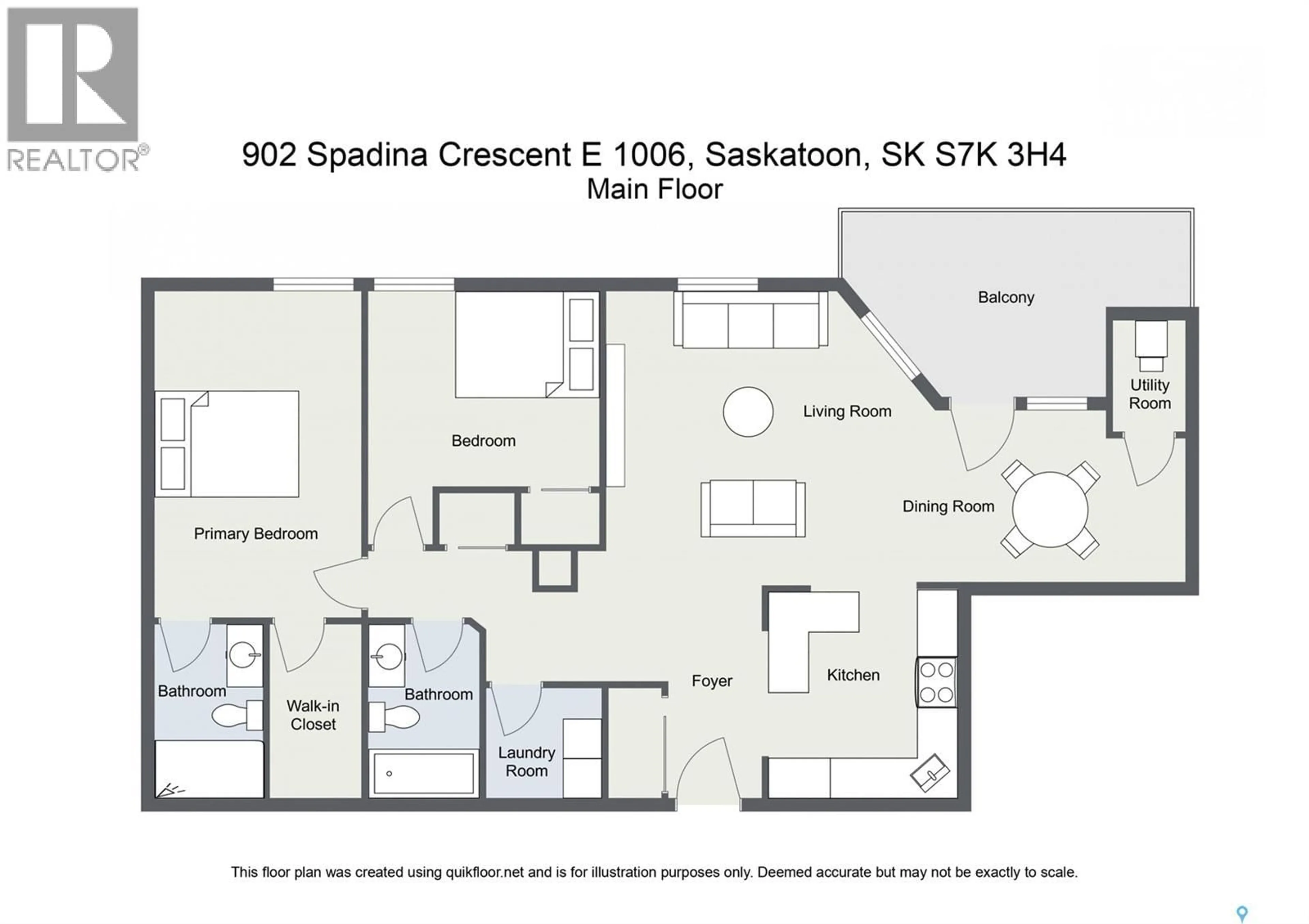 Floor plan for 902 - 1006 SPADINA CRESCENT, Saskatoon Saskatchewan S7K0G8