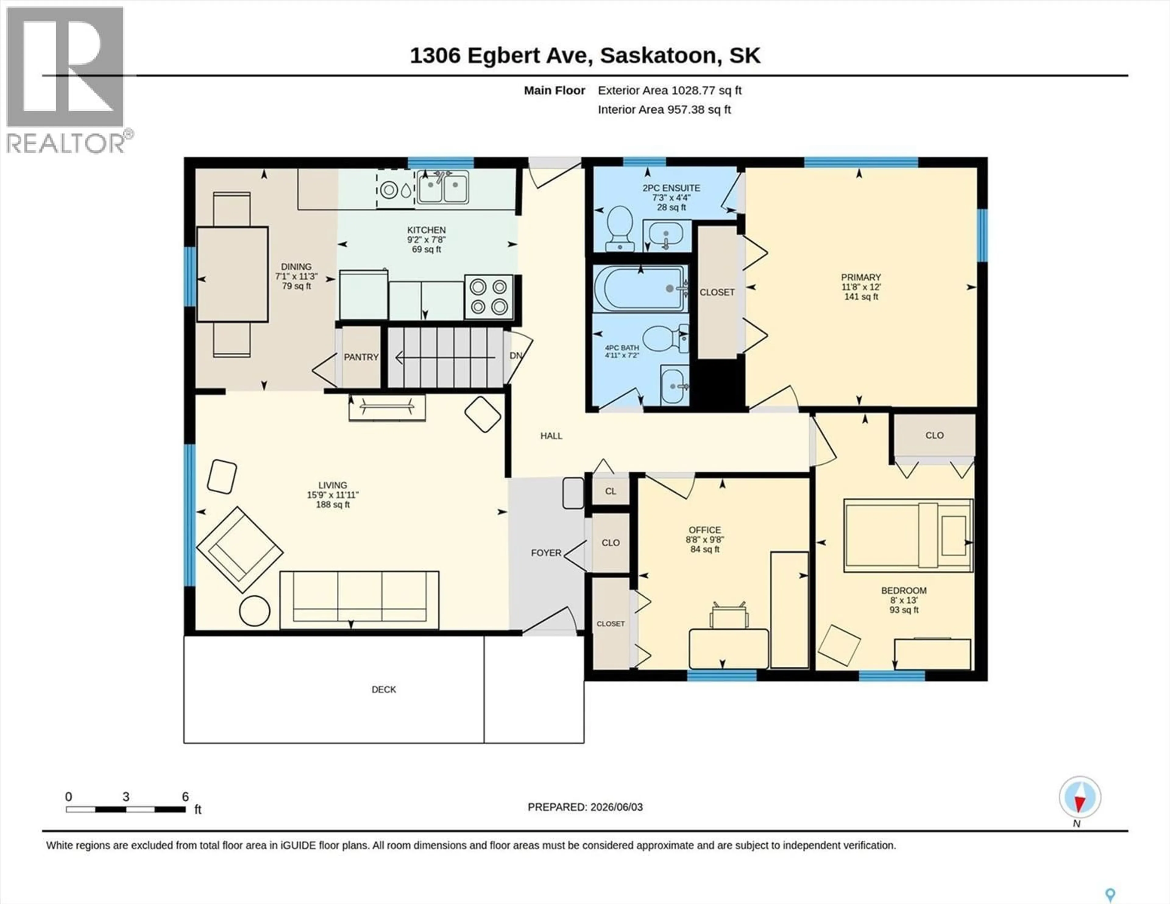 Floor plan for 1306 EGBERT AVENUE, Saskatoon Saskatchewan S7N1X7