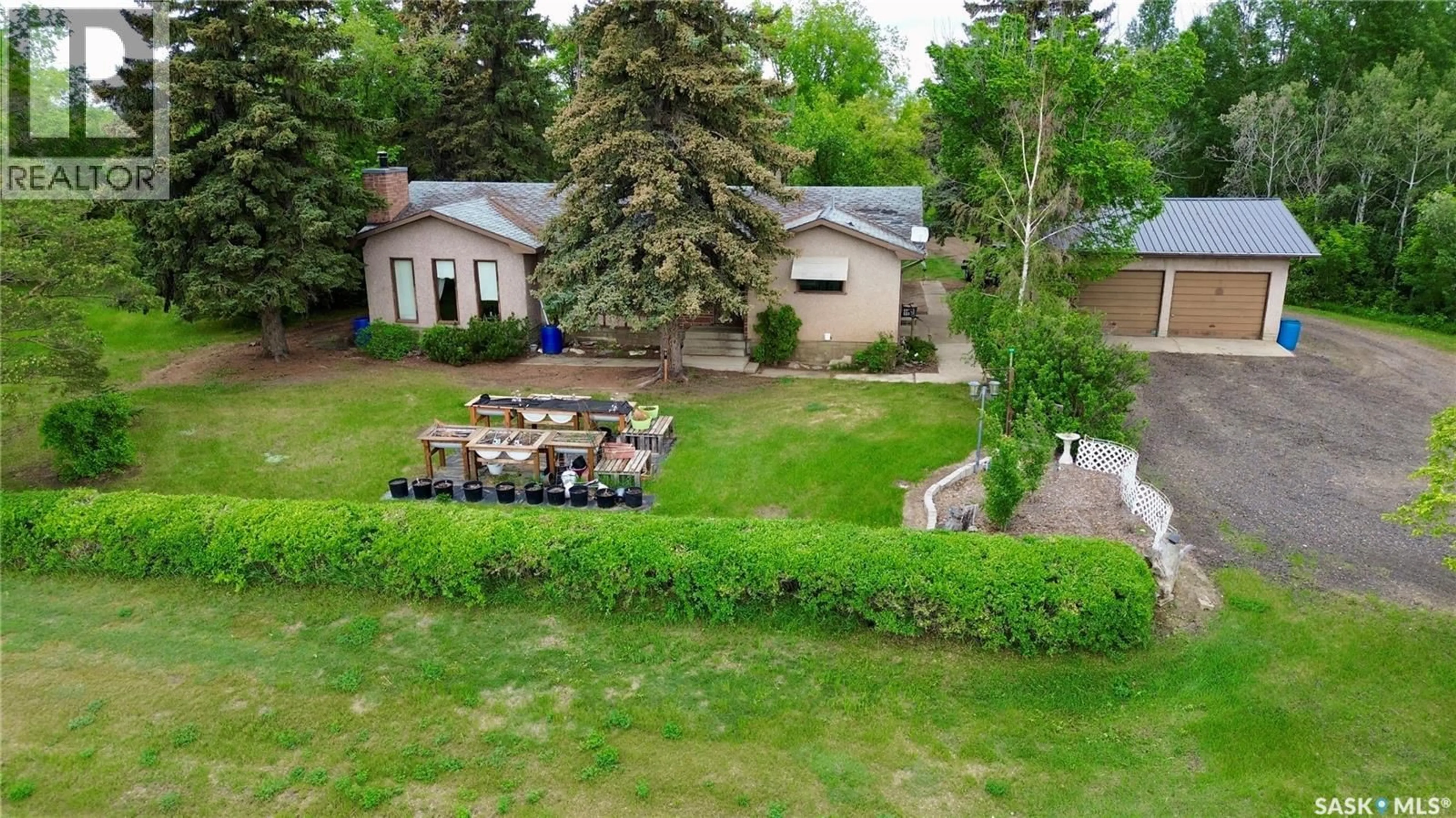 A pic from outside/outdoor area/front of a property/back of a property/a pic from drone, unknown for HIGHWAY 16 ACREAGE, North Battleford Rm No. 437 Saskatchewan S9A2X6
