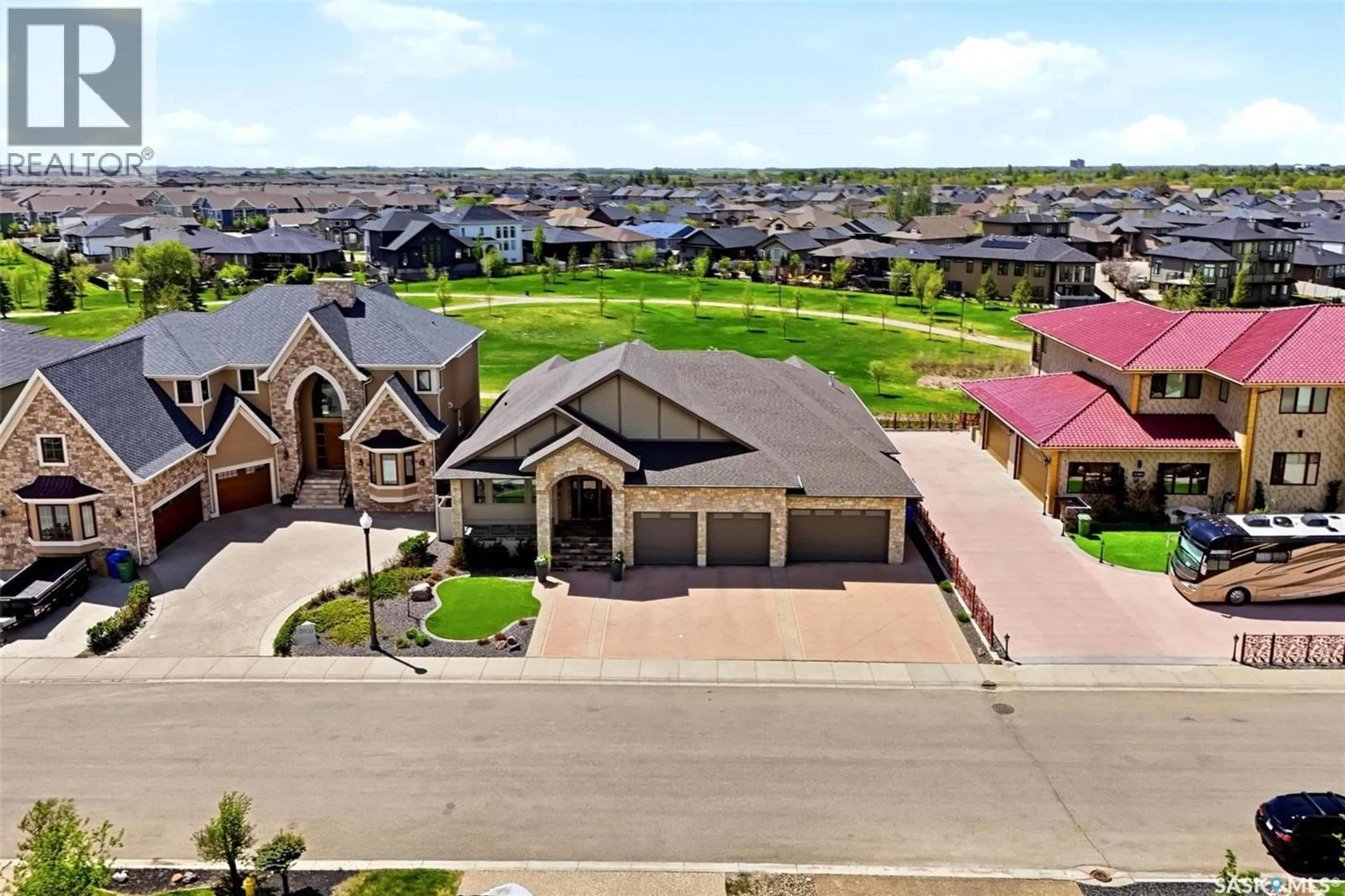 A pic from outside/outdoor area/front of a property/back of a property/a pic from drone, street for 3505 GREEN BROOK ROAD, Regina Saskatchewan S4V1R5