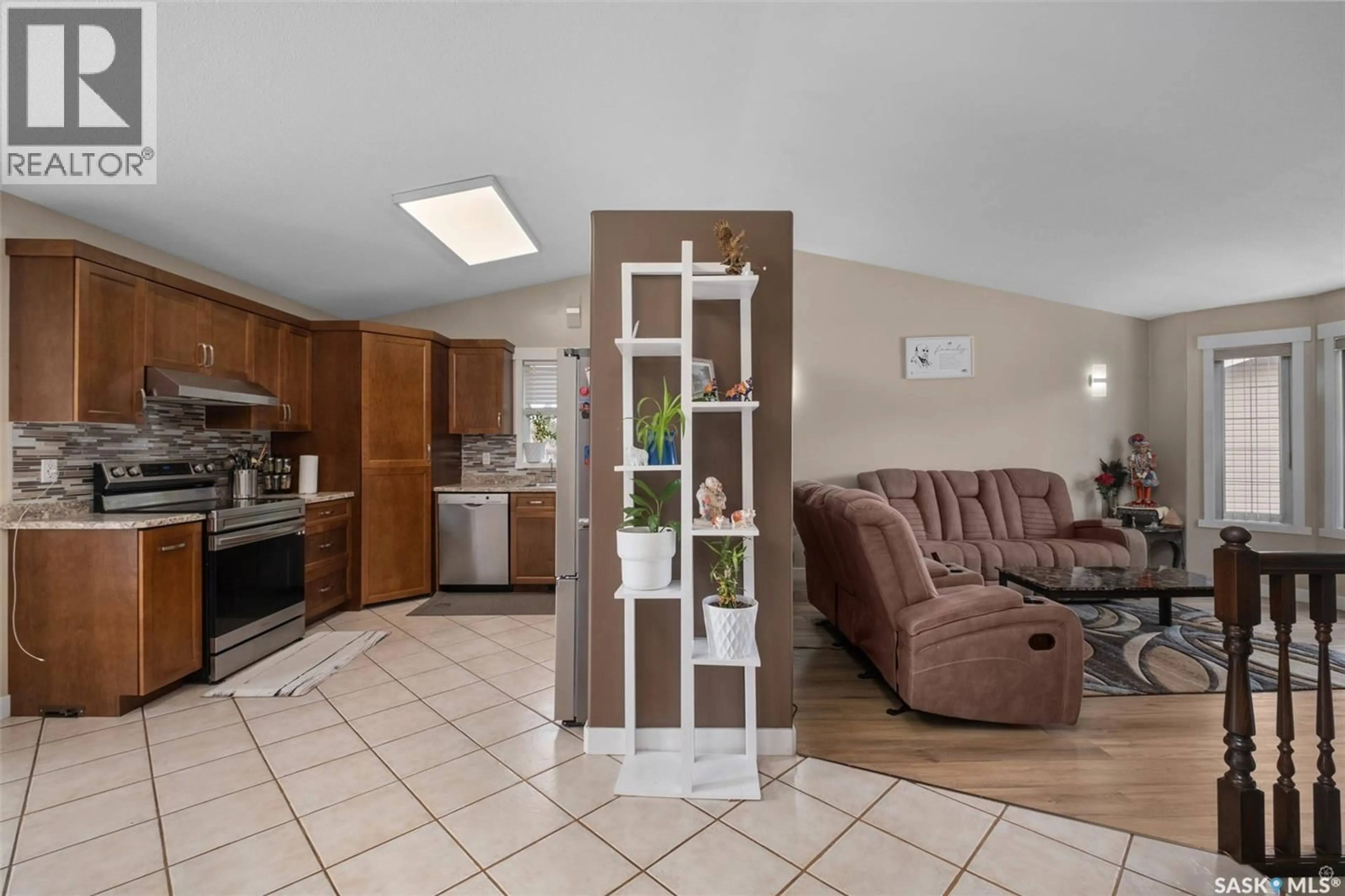 Open concept kitchen, ceramic/tile floor for 19 MOONEY PLACE, Prince Albert Saskatchewan S6V8C4