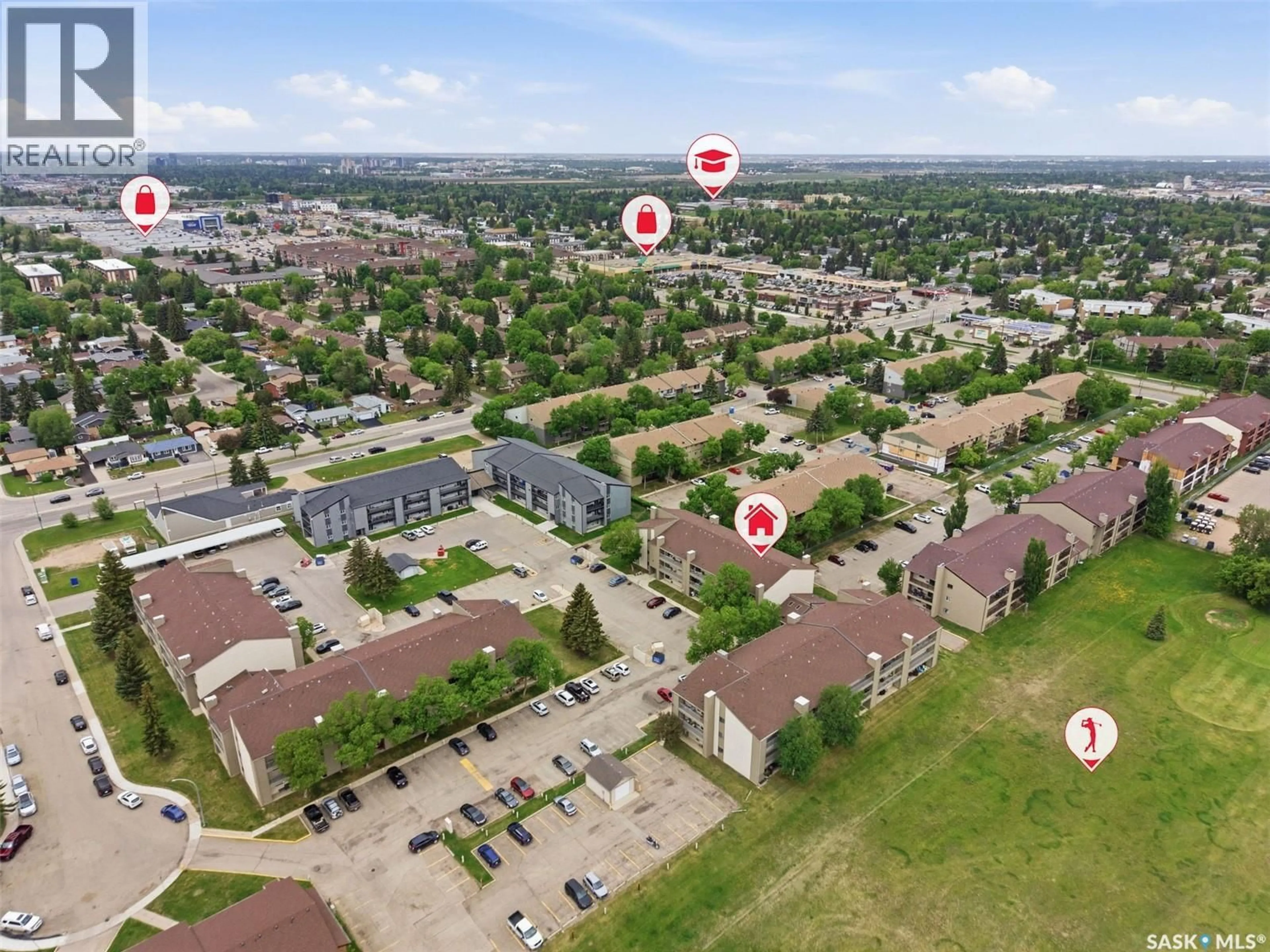 A pic from outside/outdoor area/front of a property/back of a property/a pic from drone, unknown for 207 - 307 TAIT PLACE, Saskatoon Saskatchewan S7H5L8
